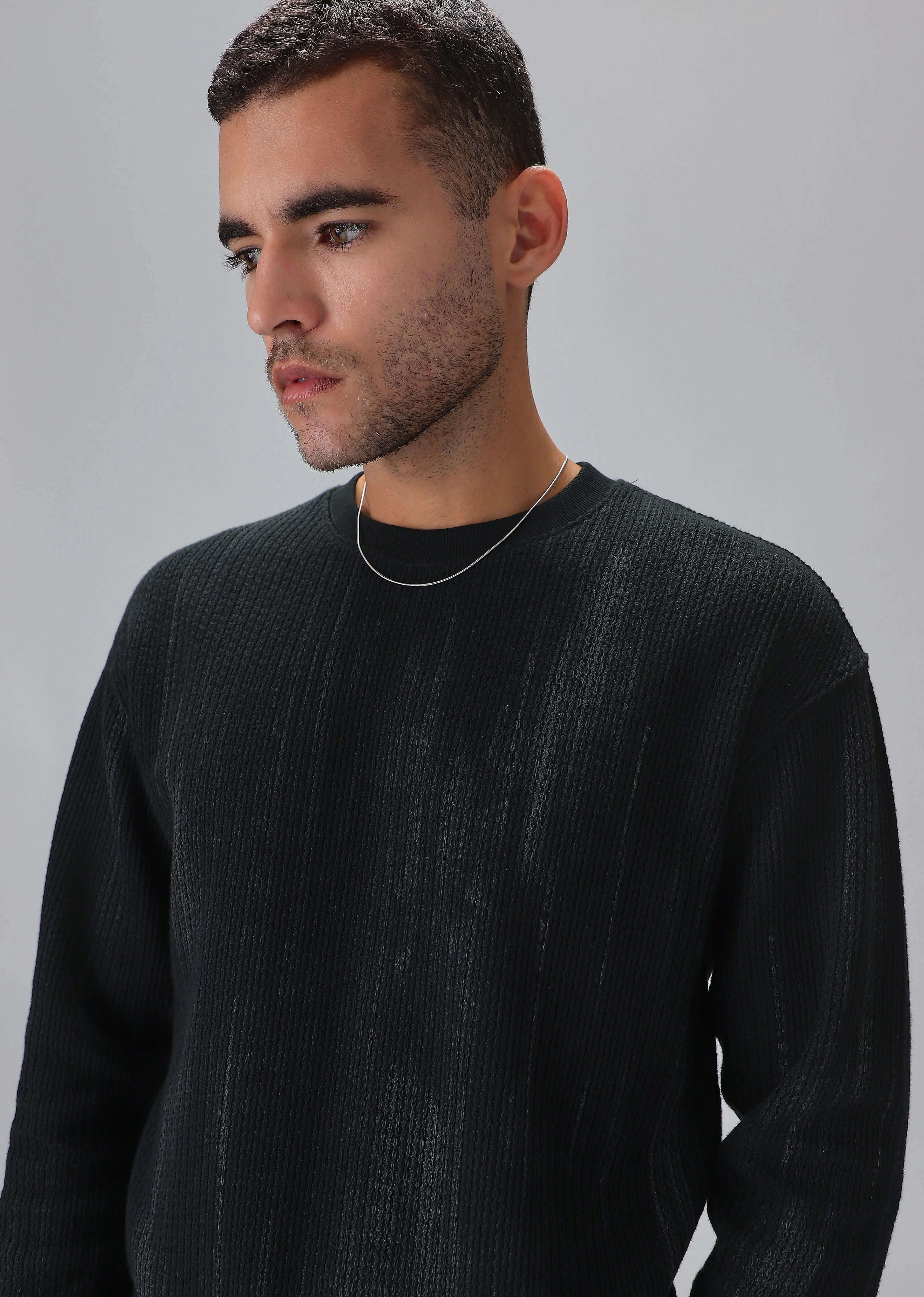 Textured Knit Grey Sweatshirt - Image 7
