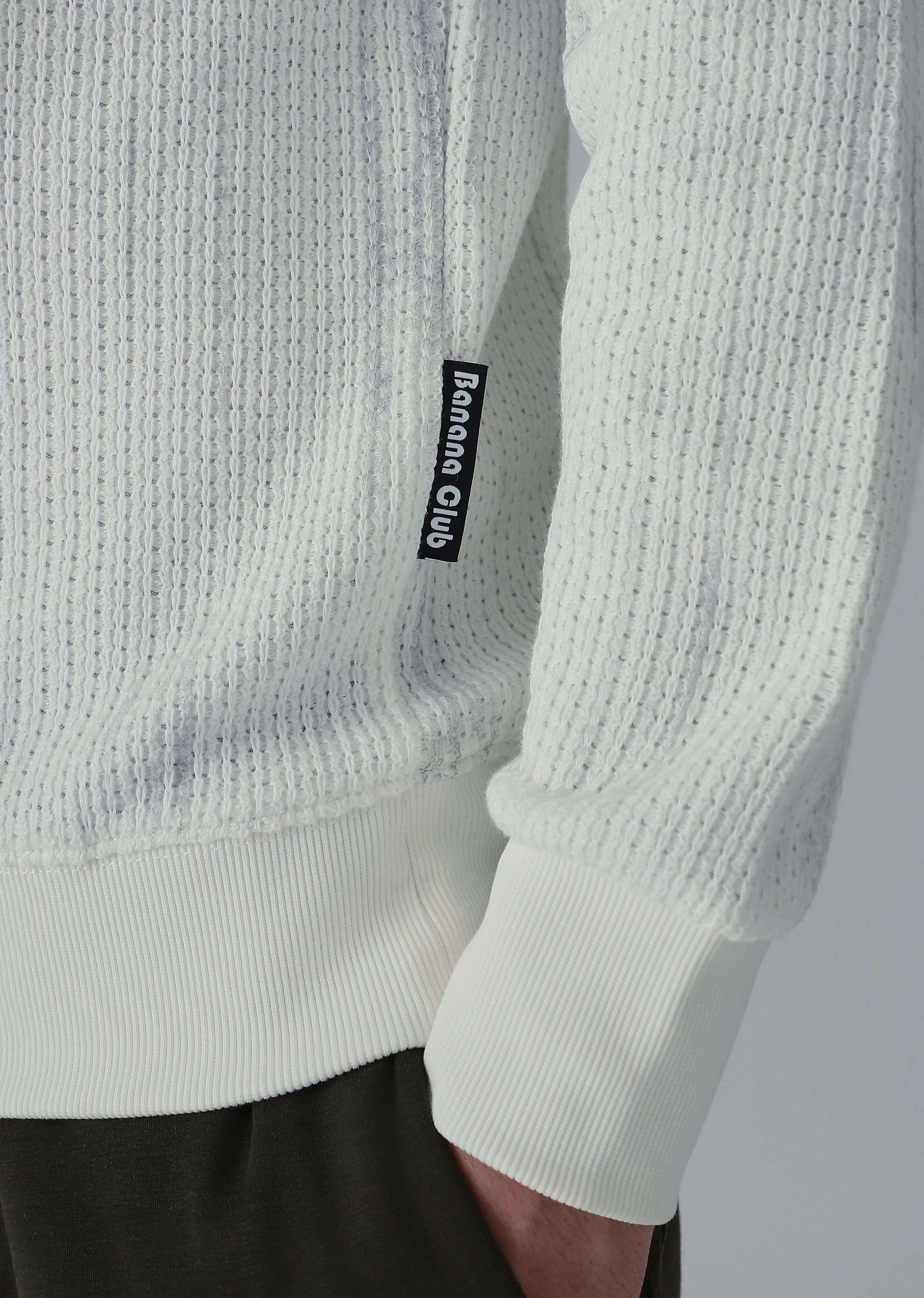 Textured Knit White Sweatshirt - Image 5