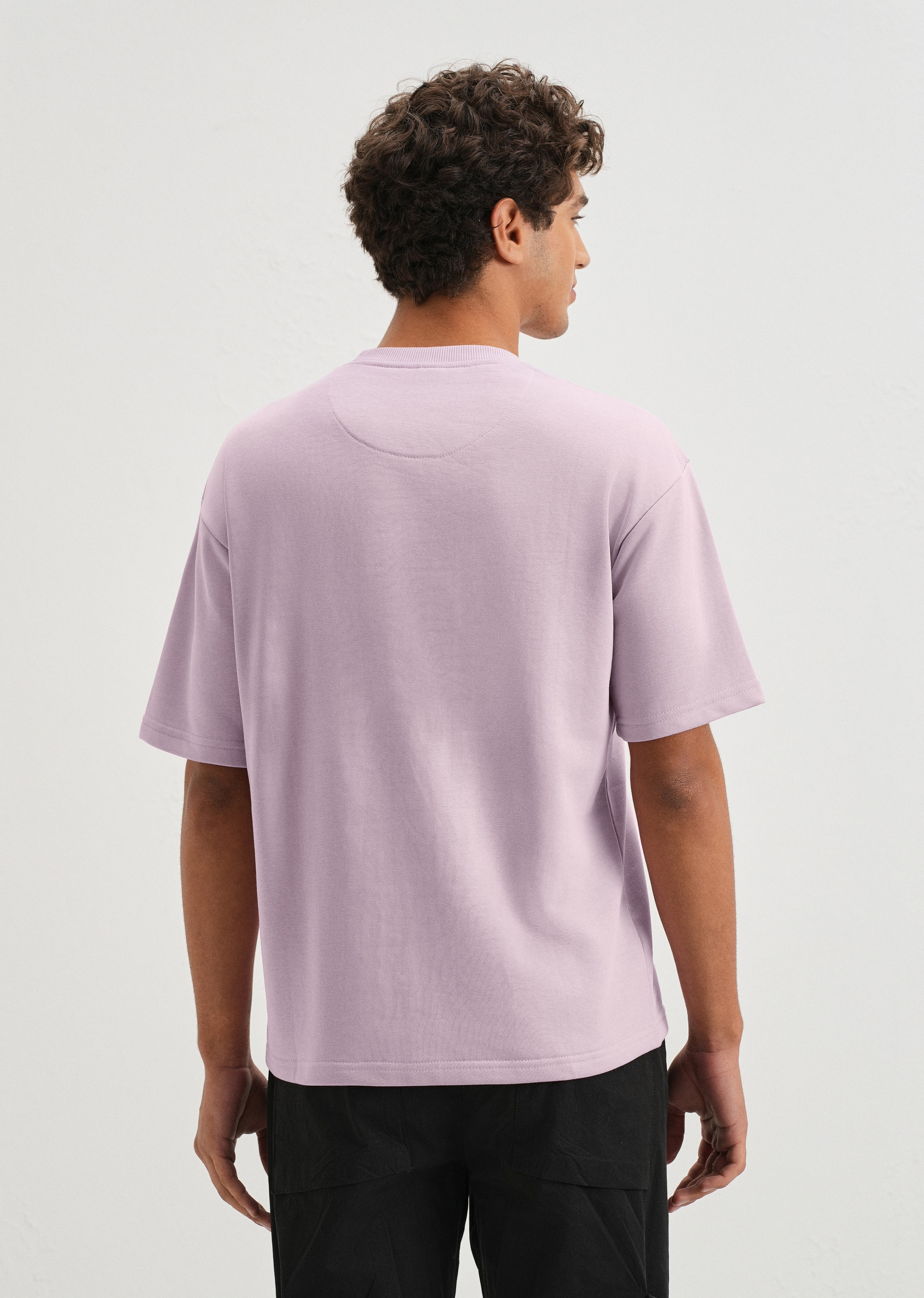 Thistle Violet Plain Oversized Basic T-shirt - Image 2