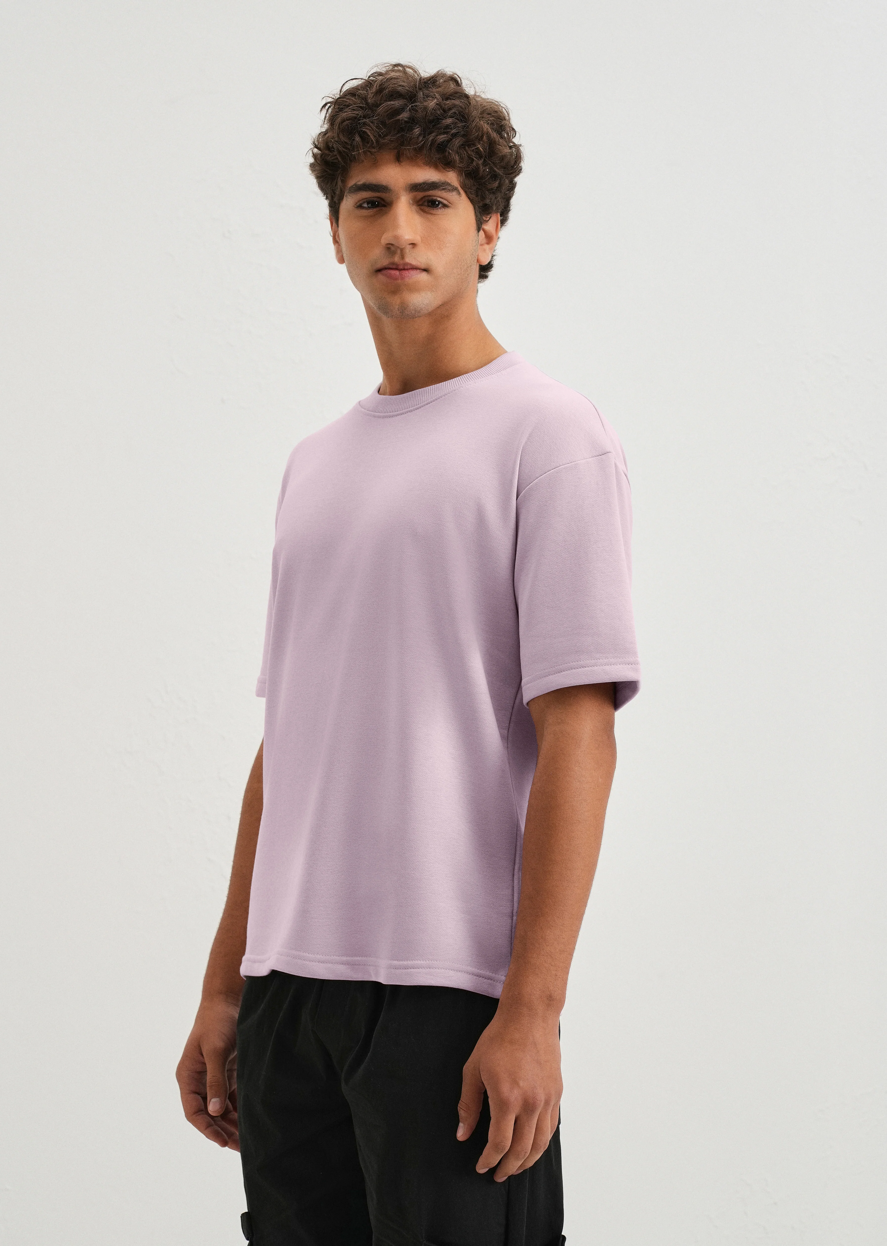 Thistle Violet Plain Oversized Basic T-shirt - Image 4