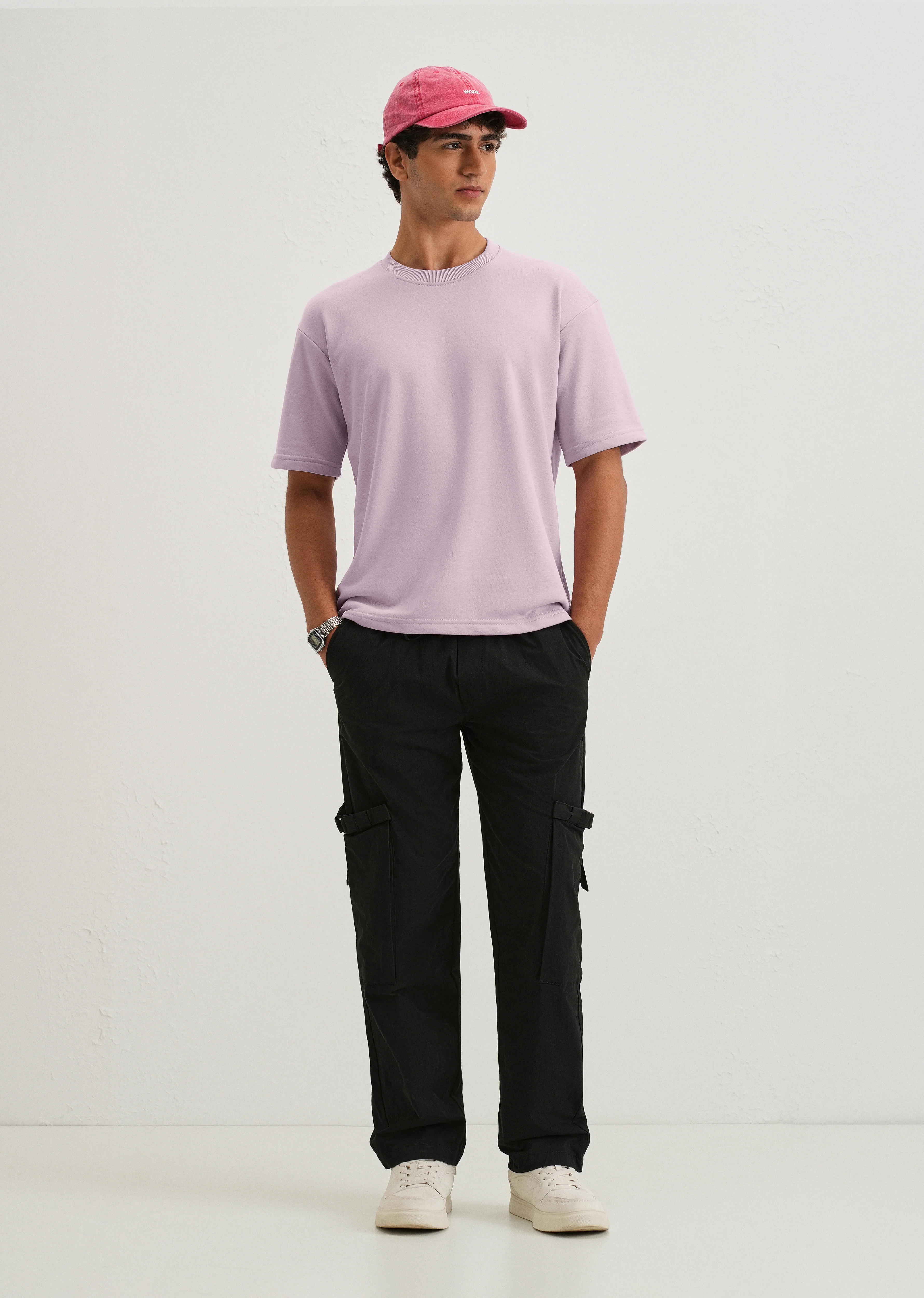 Thistle Violet Plain Oversized Basic T-shirt - Image 6