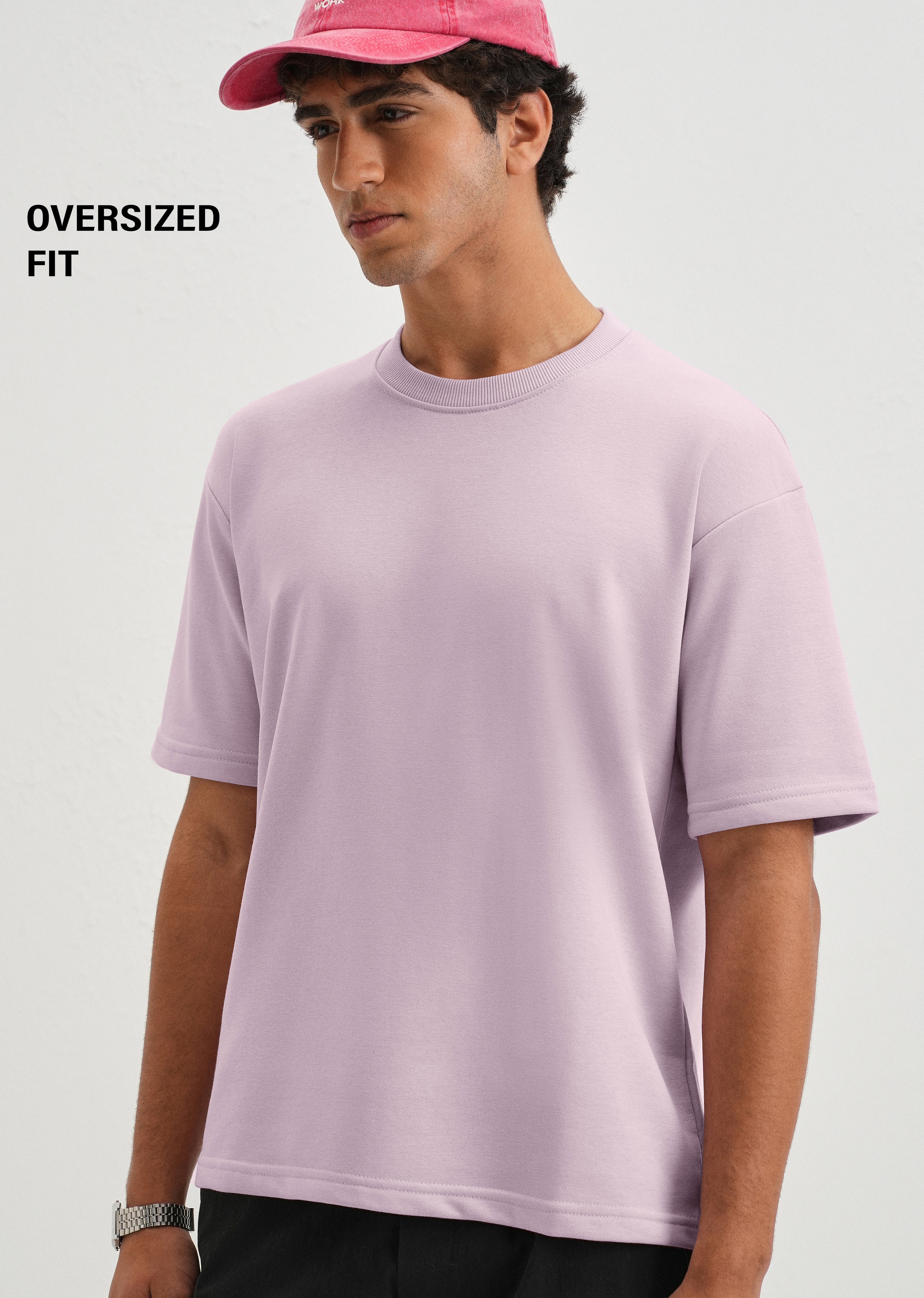 Thistle Violet Plain Oversized Basic T-shirt - Image 7