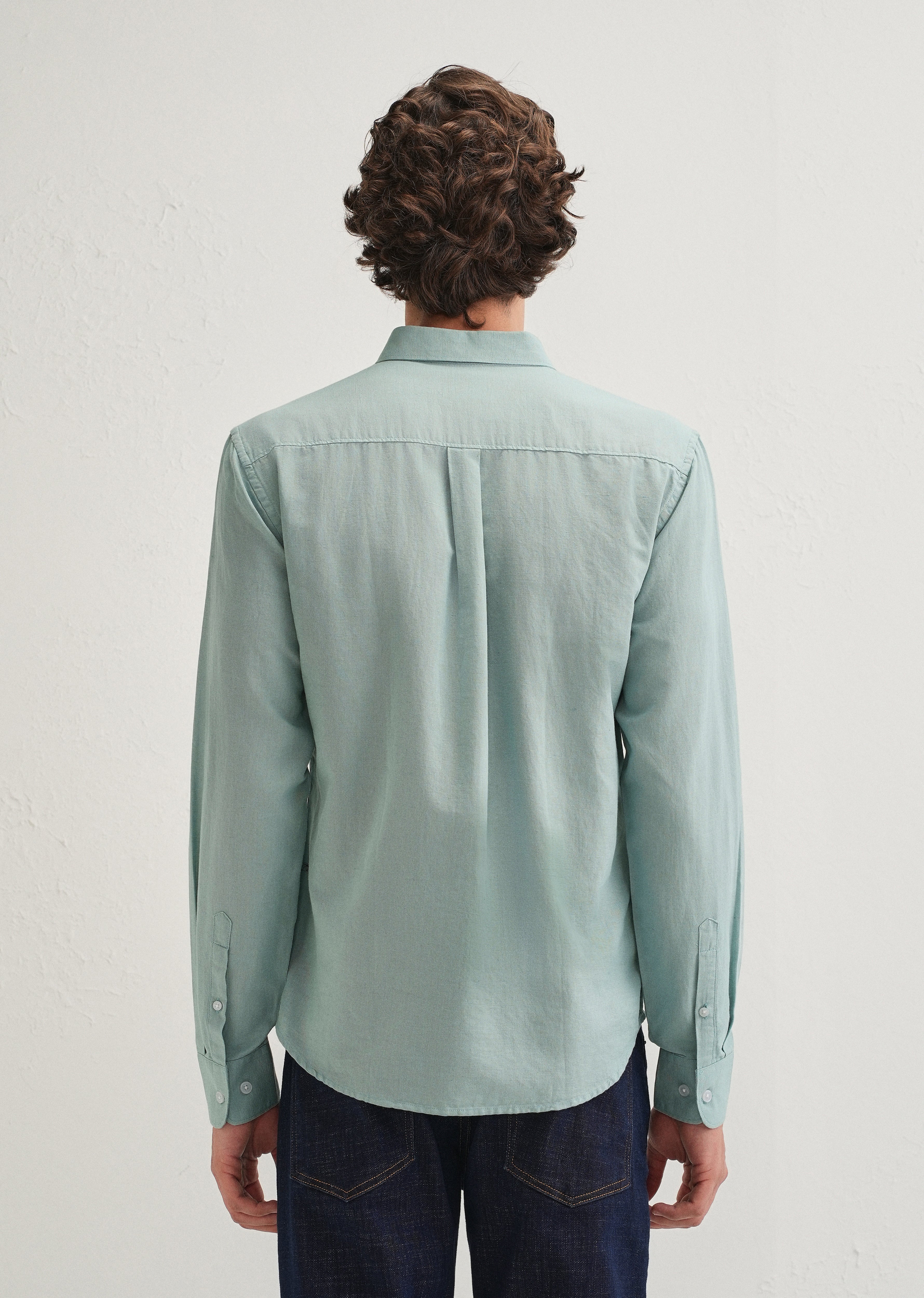 Tiffany Blue Cotton Linen Shirt - Image 3
