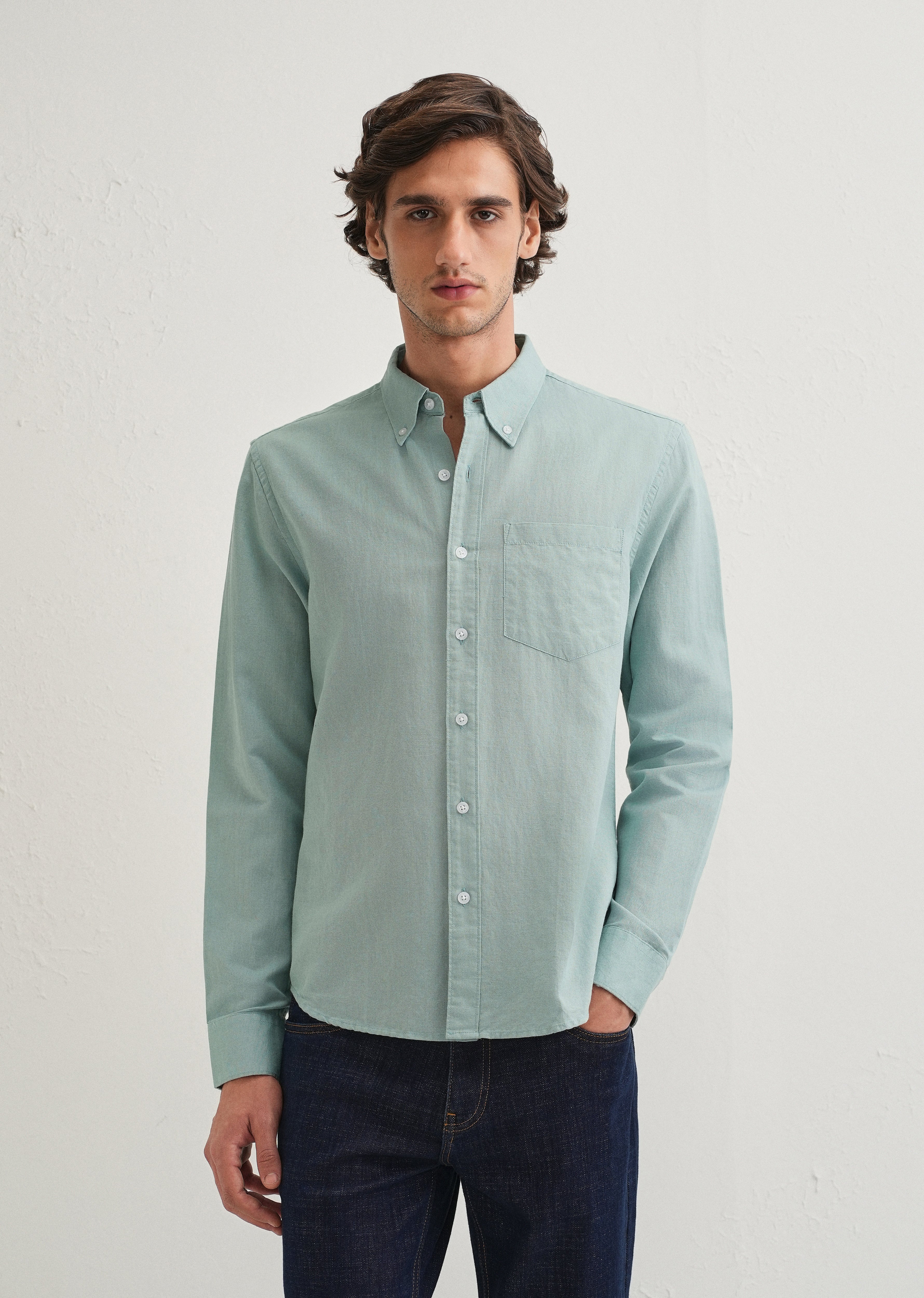 Tiffany Blue Cotton Linen Shirt - Image 4
