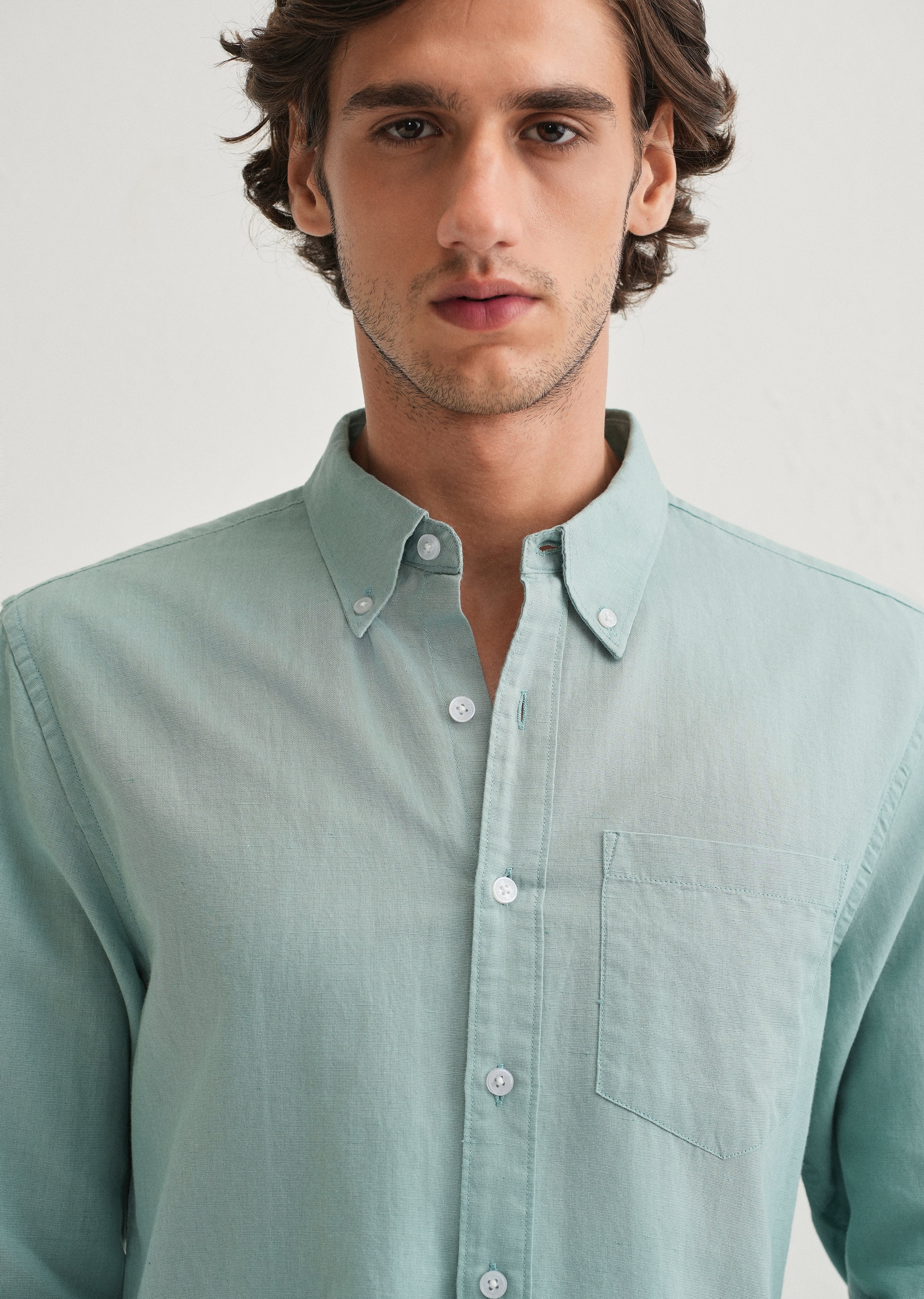 Tiffany Blue Cotton Linen Shirt - Image 6