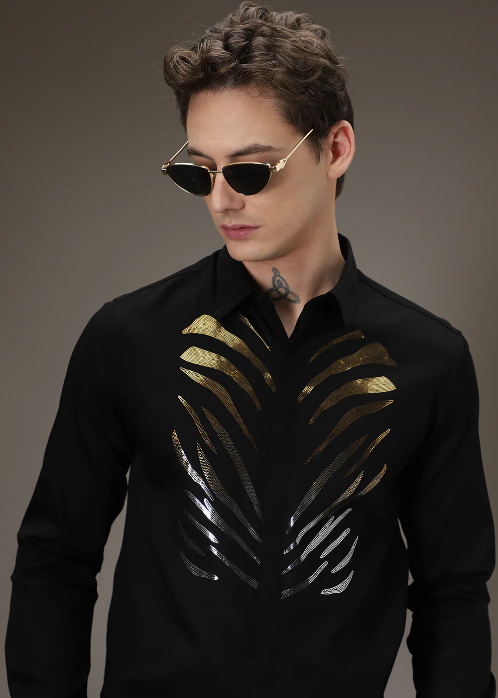 Tiger Stripe Black Designer Shirt - Image 2