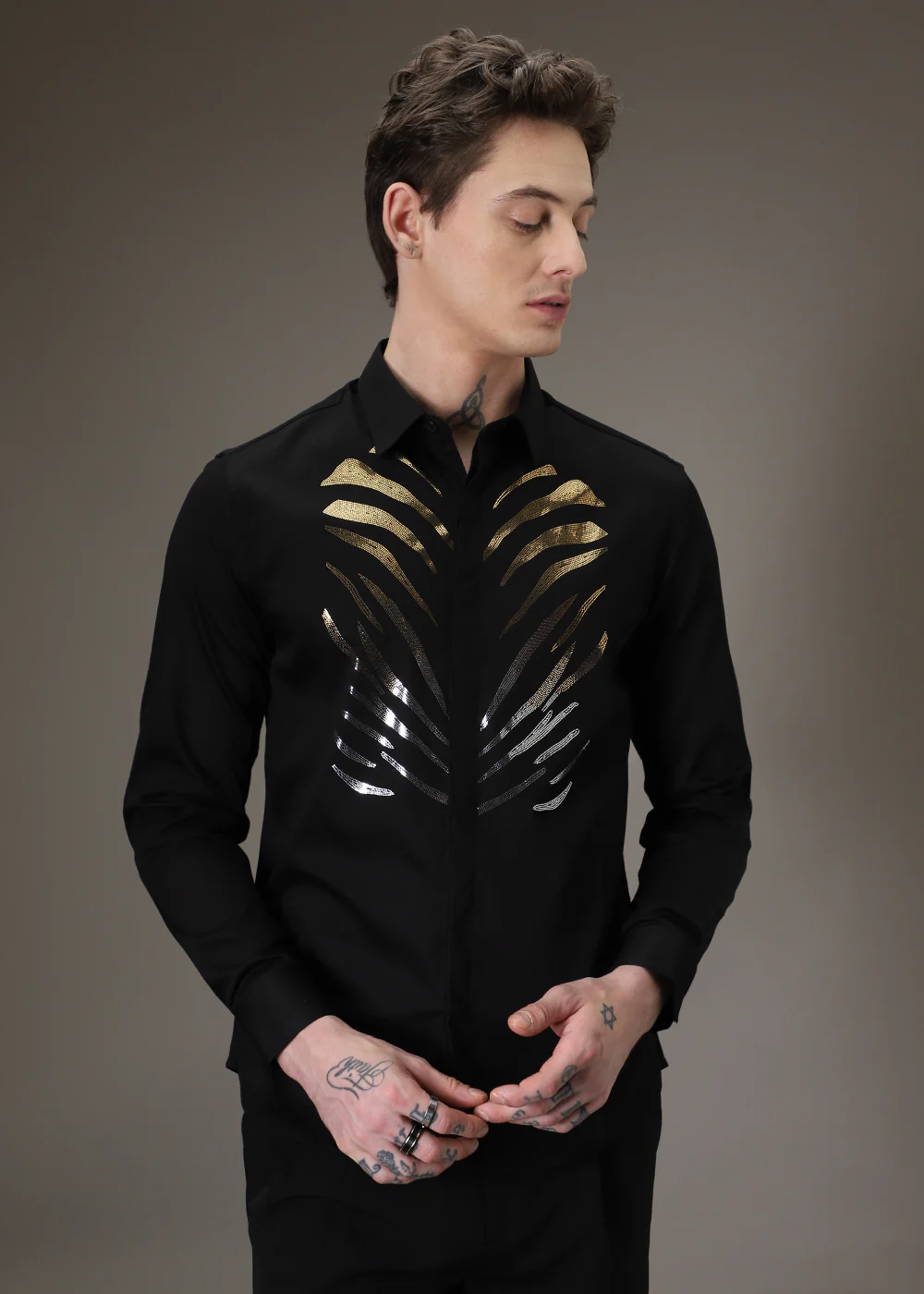Tiger Stripe Black Designer Shirt - Image 3