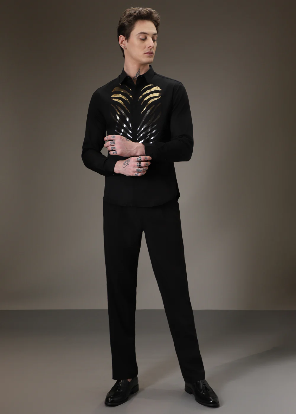 Tiger Stripe Black Designer Shirt - Image 6
