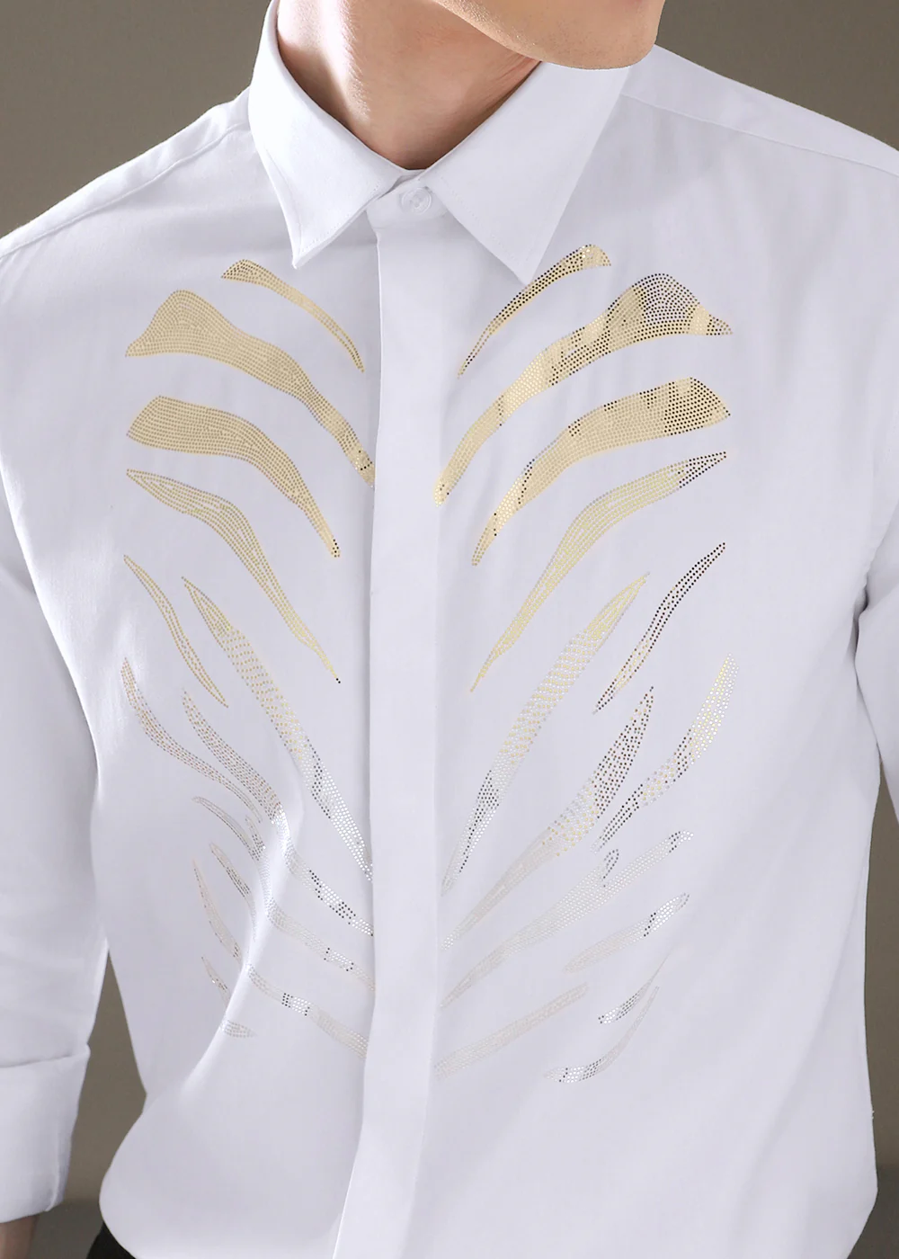 Tiger Stripe White Designer Shirt - Image 3