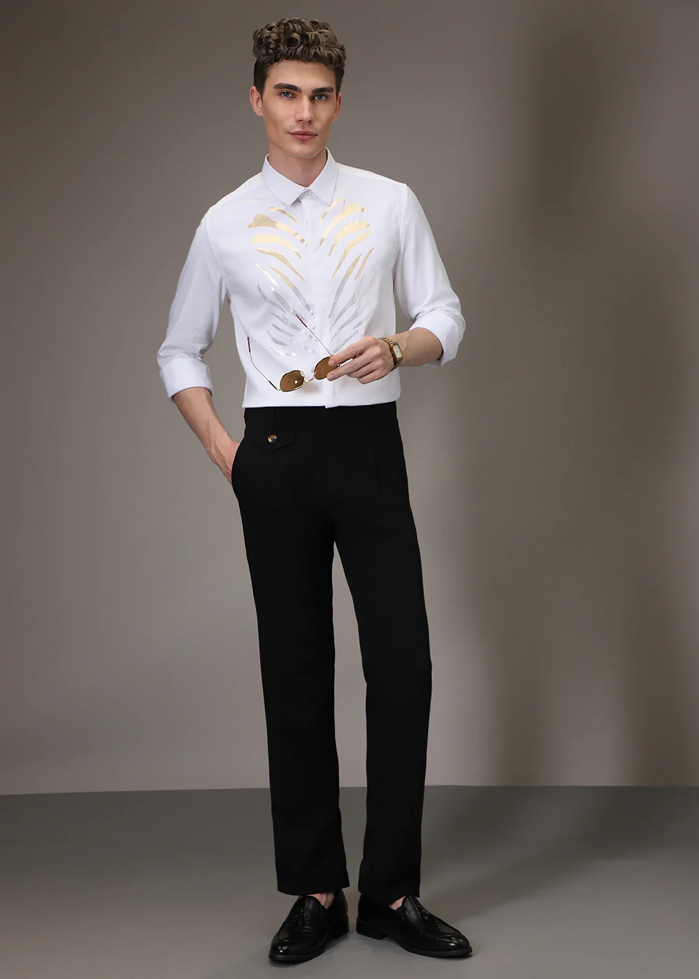 Tiger Stripe White Designer Shirt - Image 6