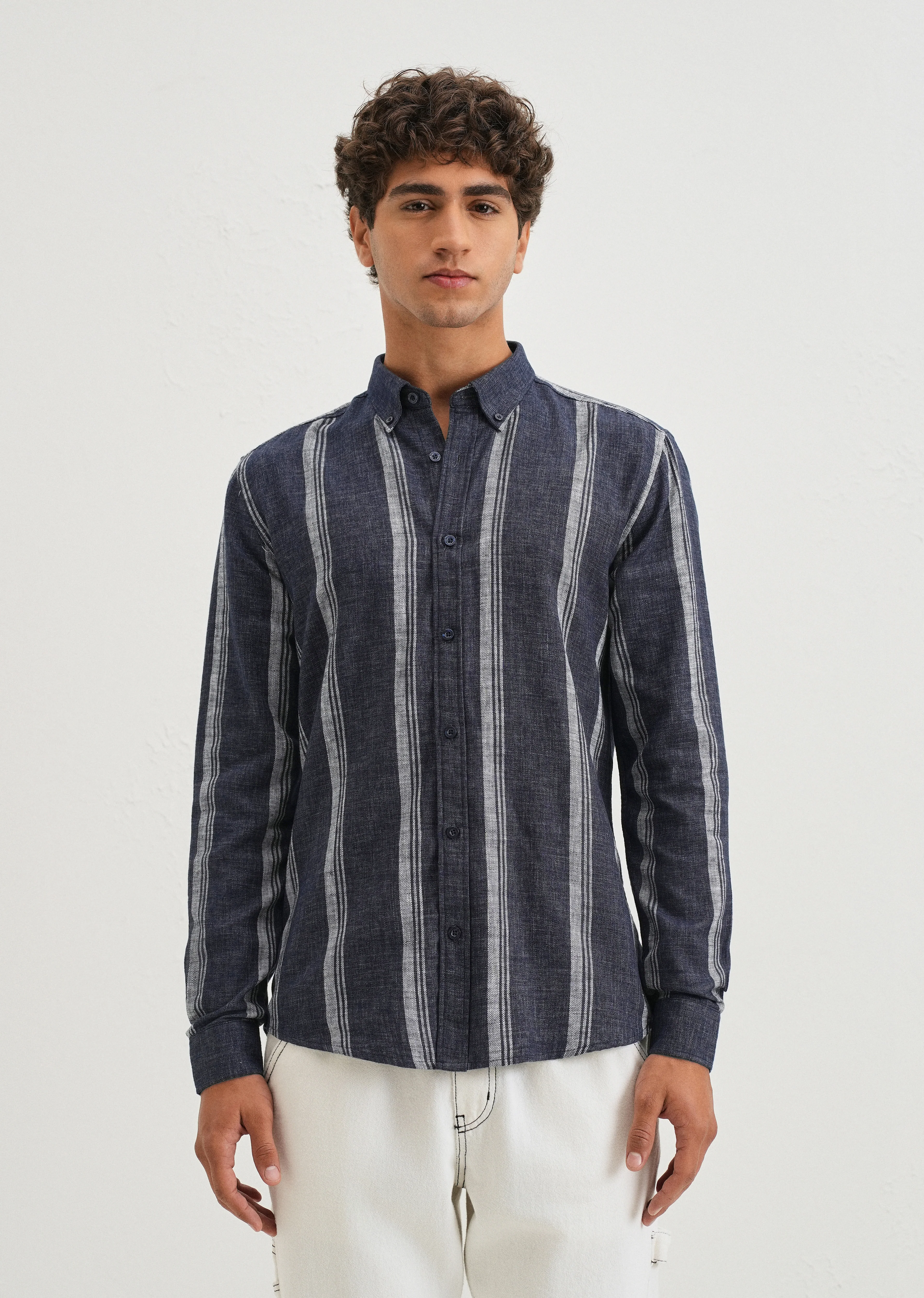 Melange Triadic Blue Stripe Shirt - Image 3
