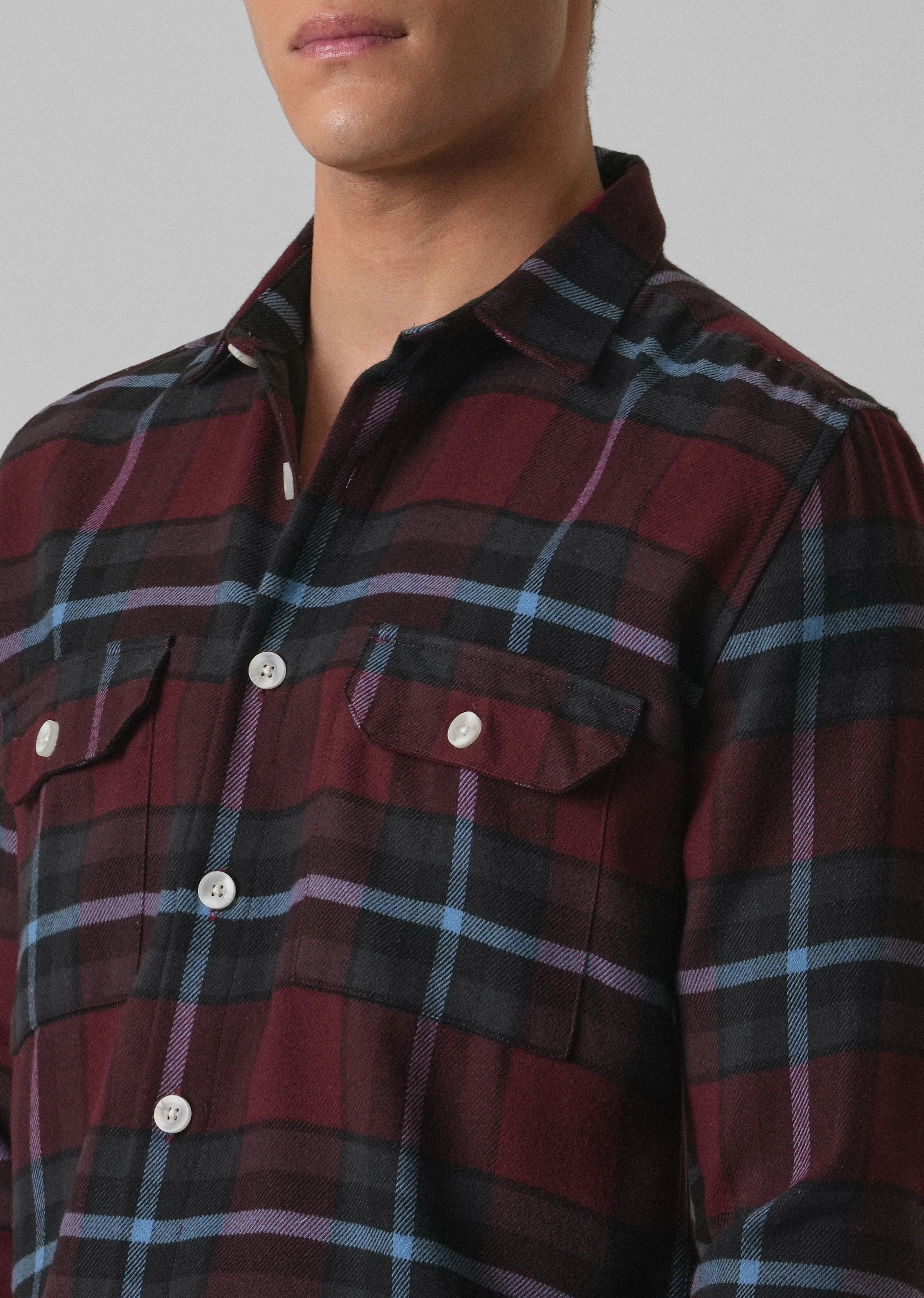 True Red Brushed Cotton Check Shirt - Image 5