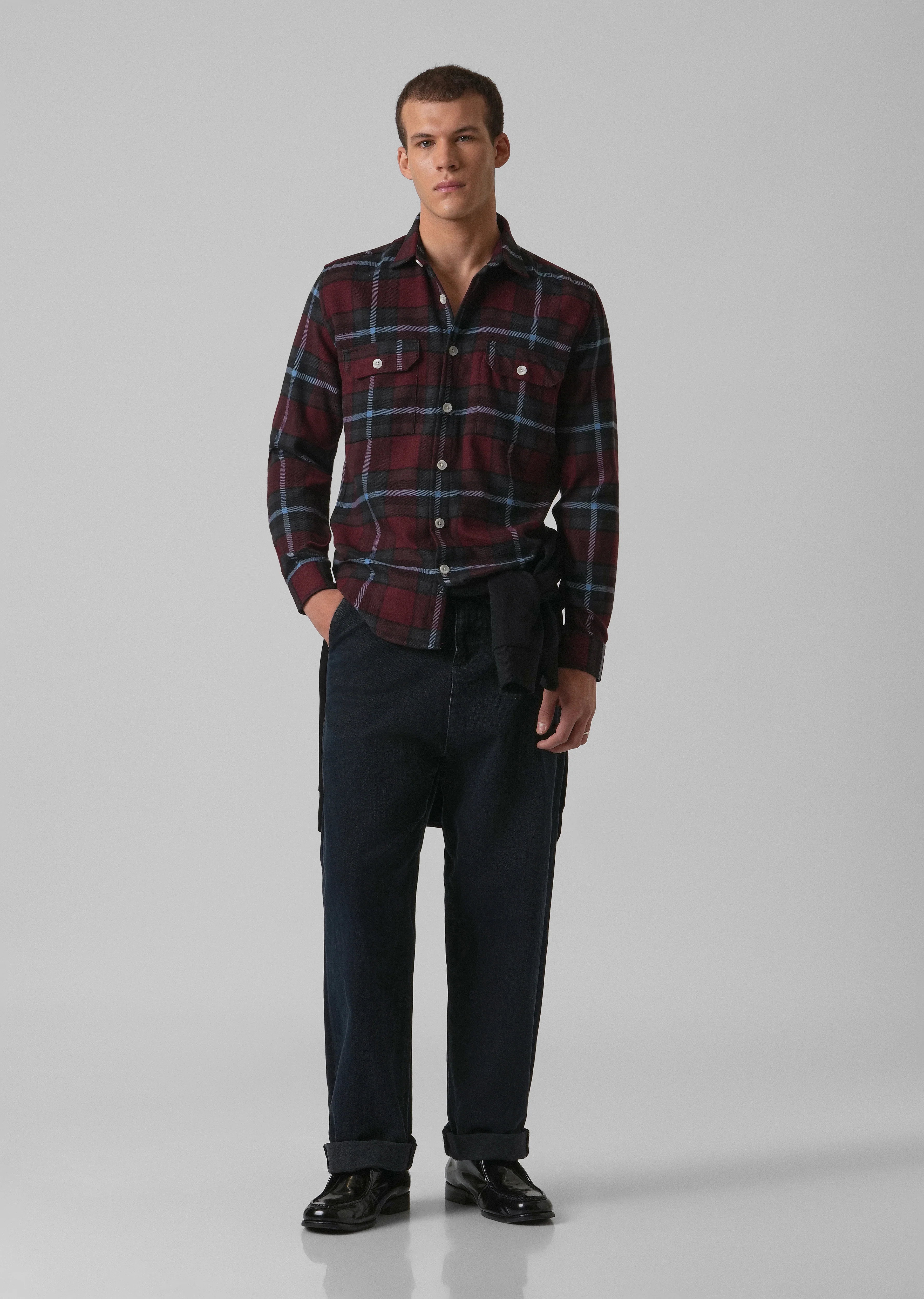 True Red Brushed Cotton Check Shirt - Image 6
