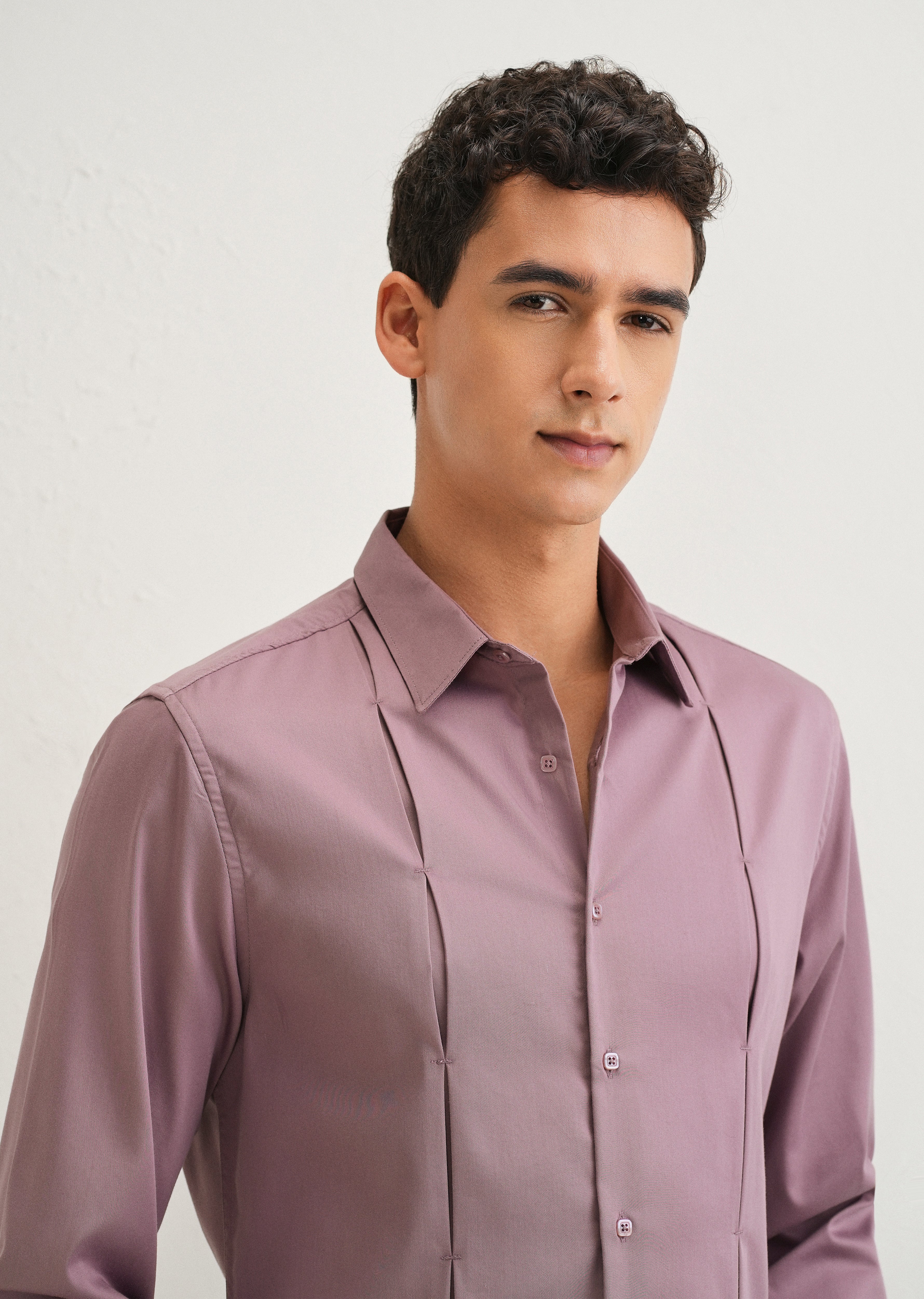 Twilight Lavender Front Panel Open Pleat Shirt - Image 5