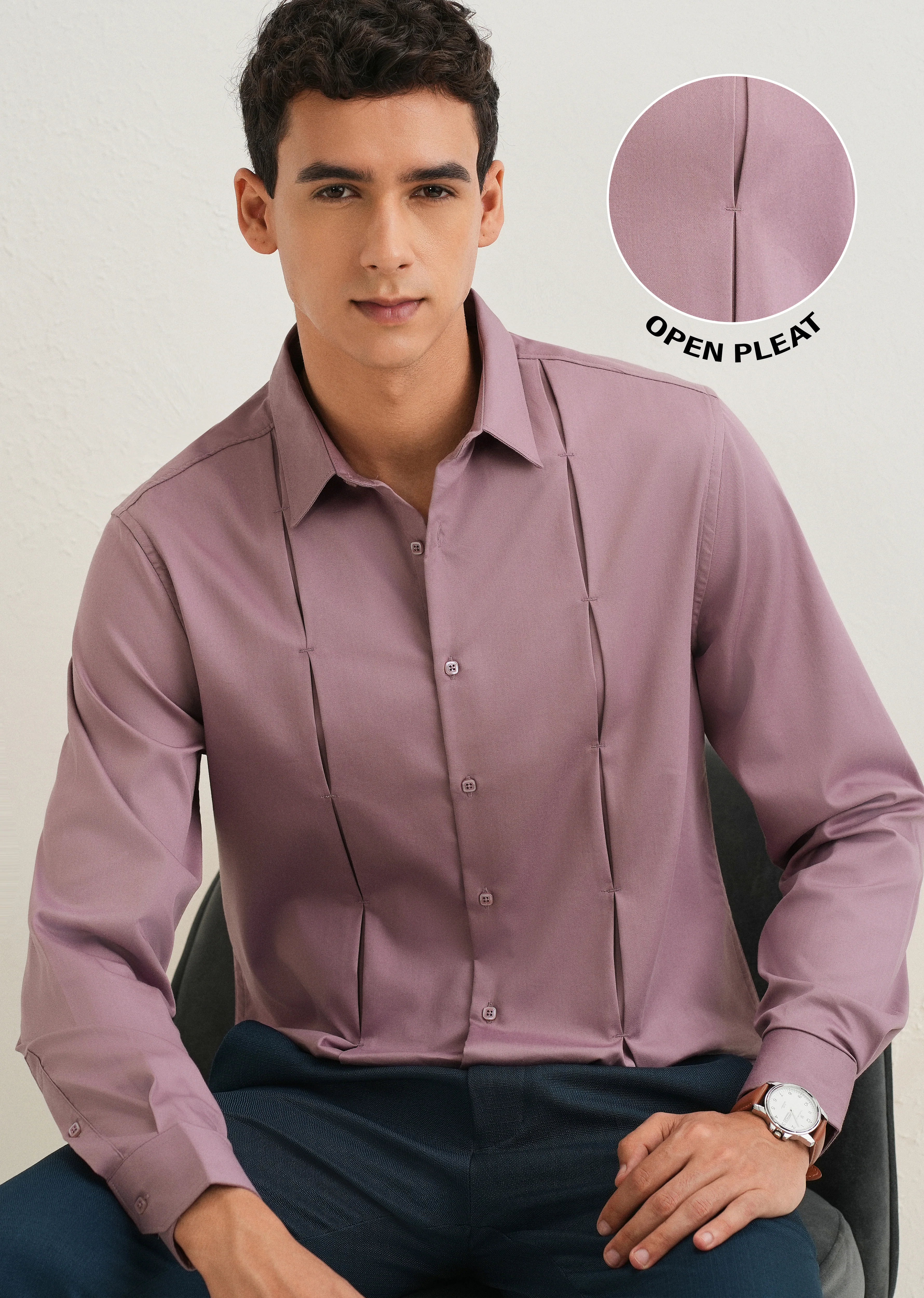 Twilight Lavender Front Panel Open Pleat Shirt - Image 7
