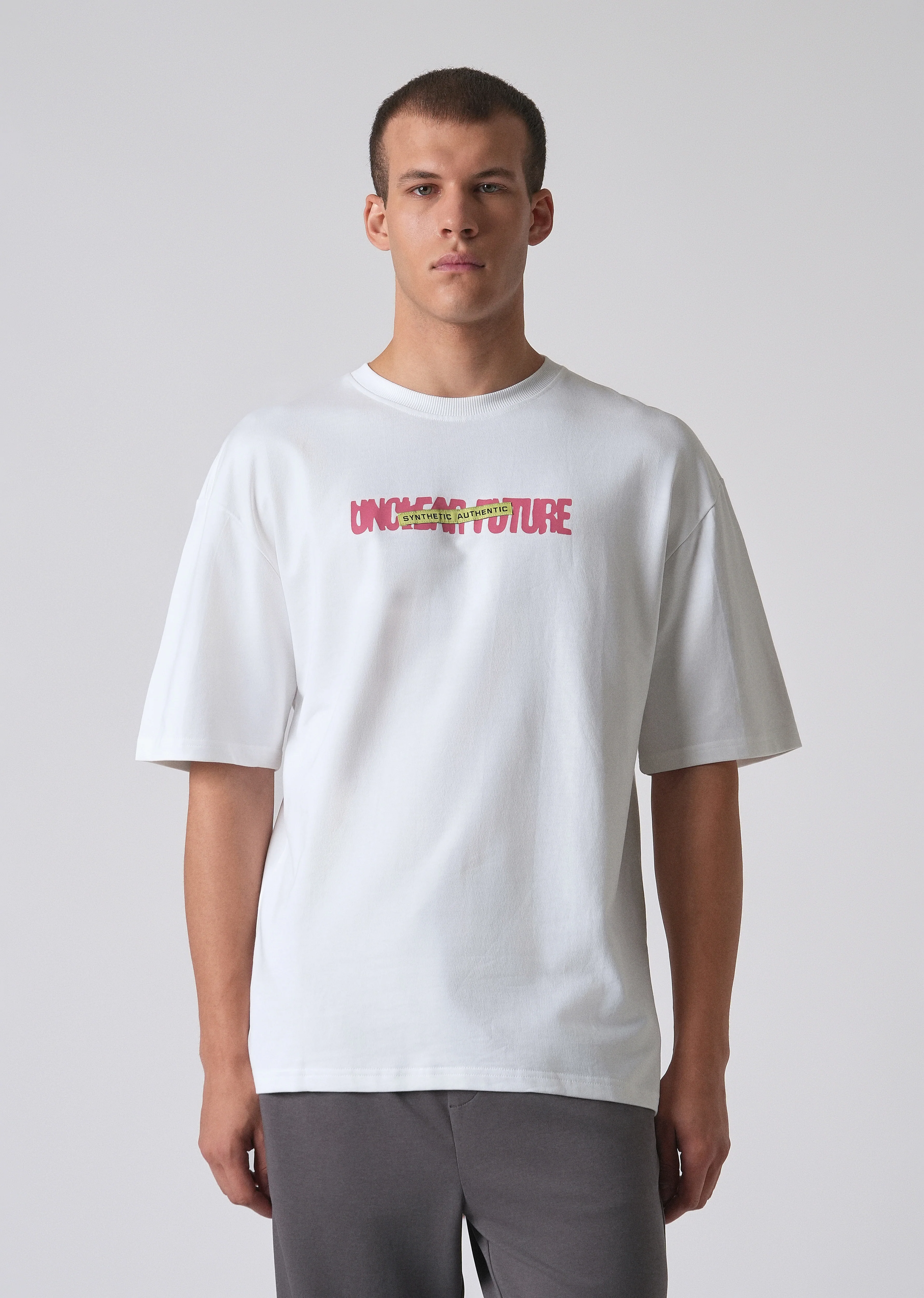 Typography White Oversized T-shirt - Image 3