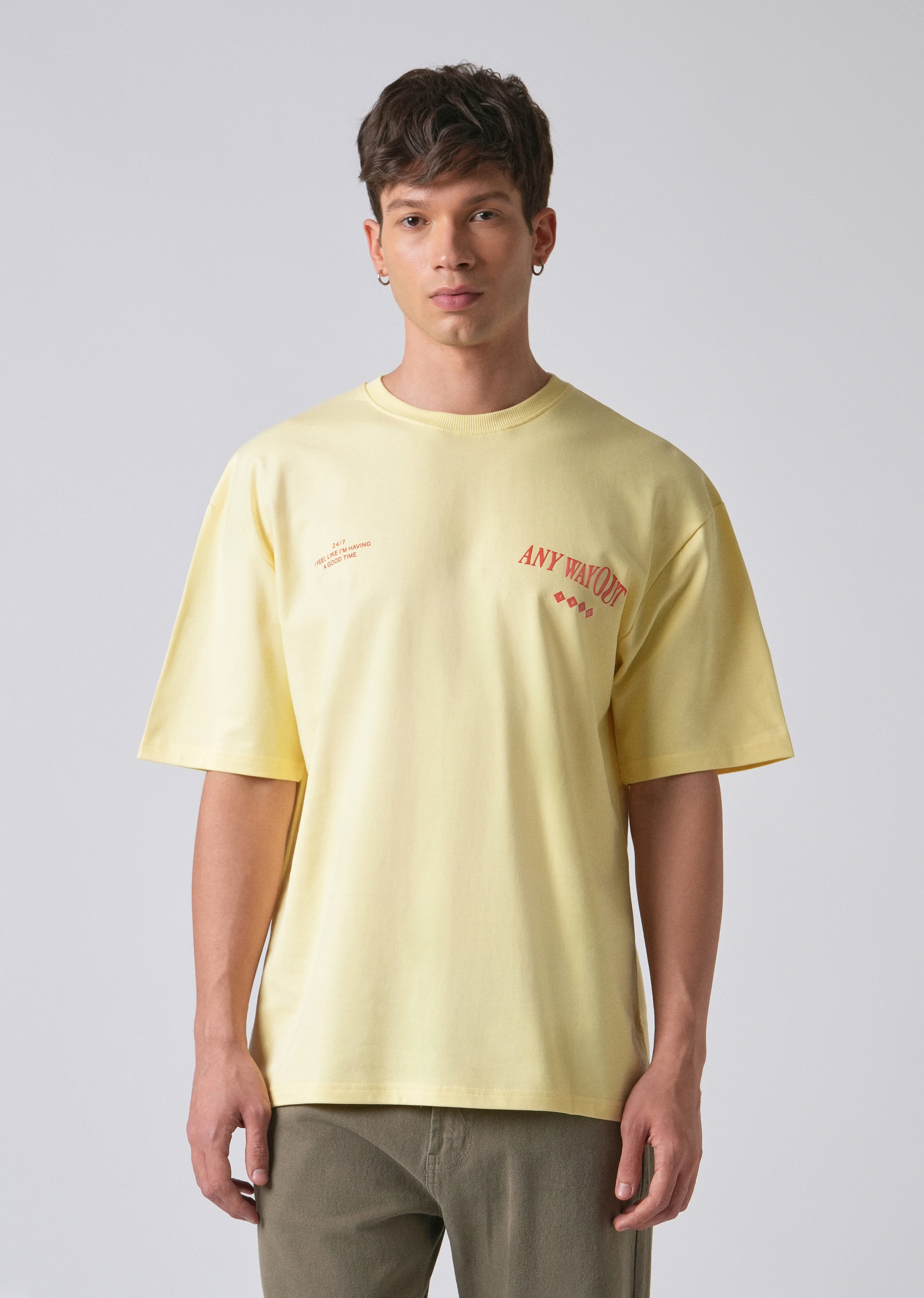 Typography Yellow Oversized T-shirt - Image 3