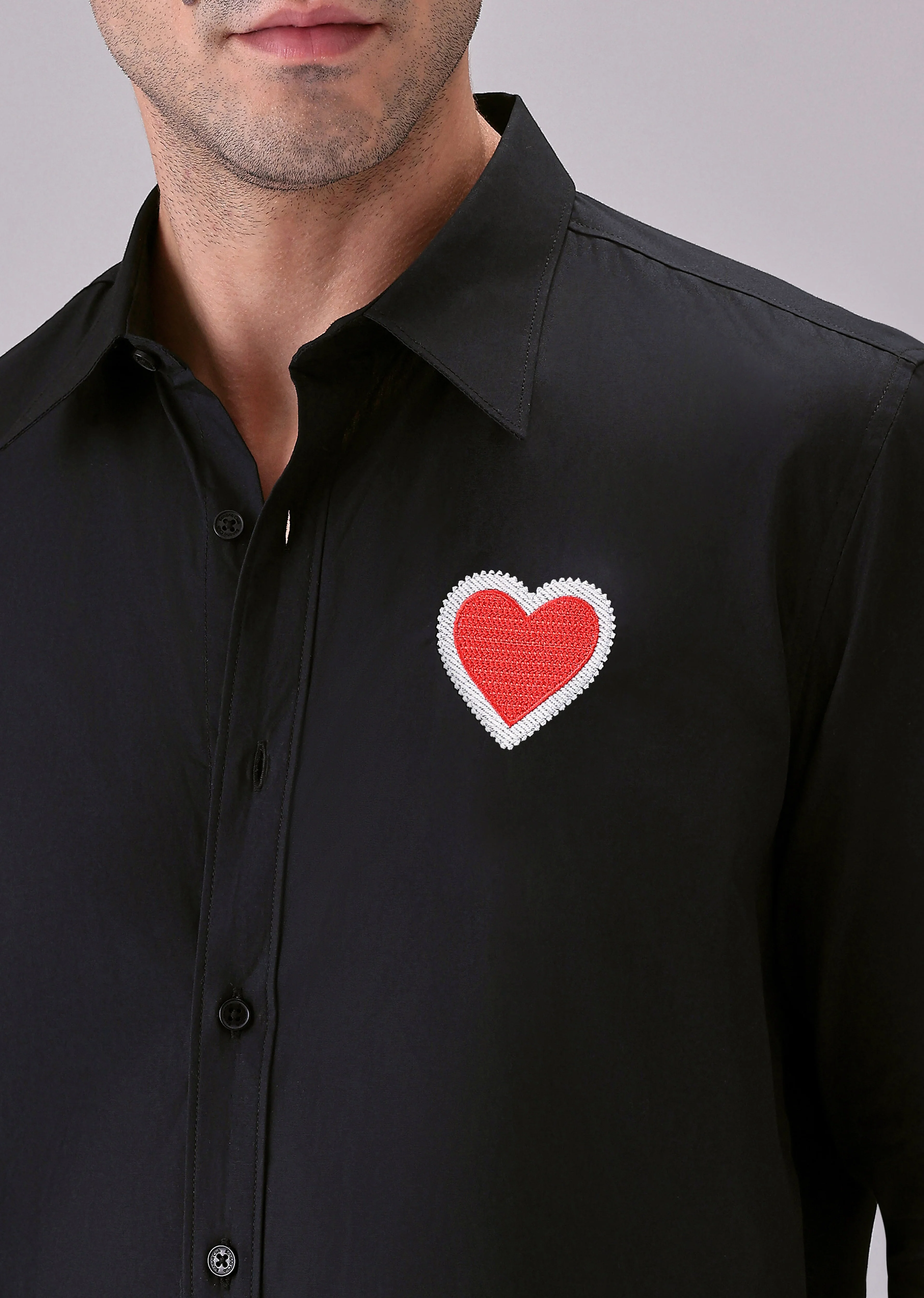 Valentine Heart Black Cotton Shirt - Image 5