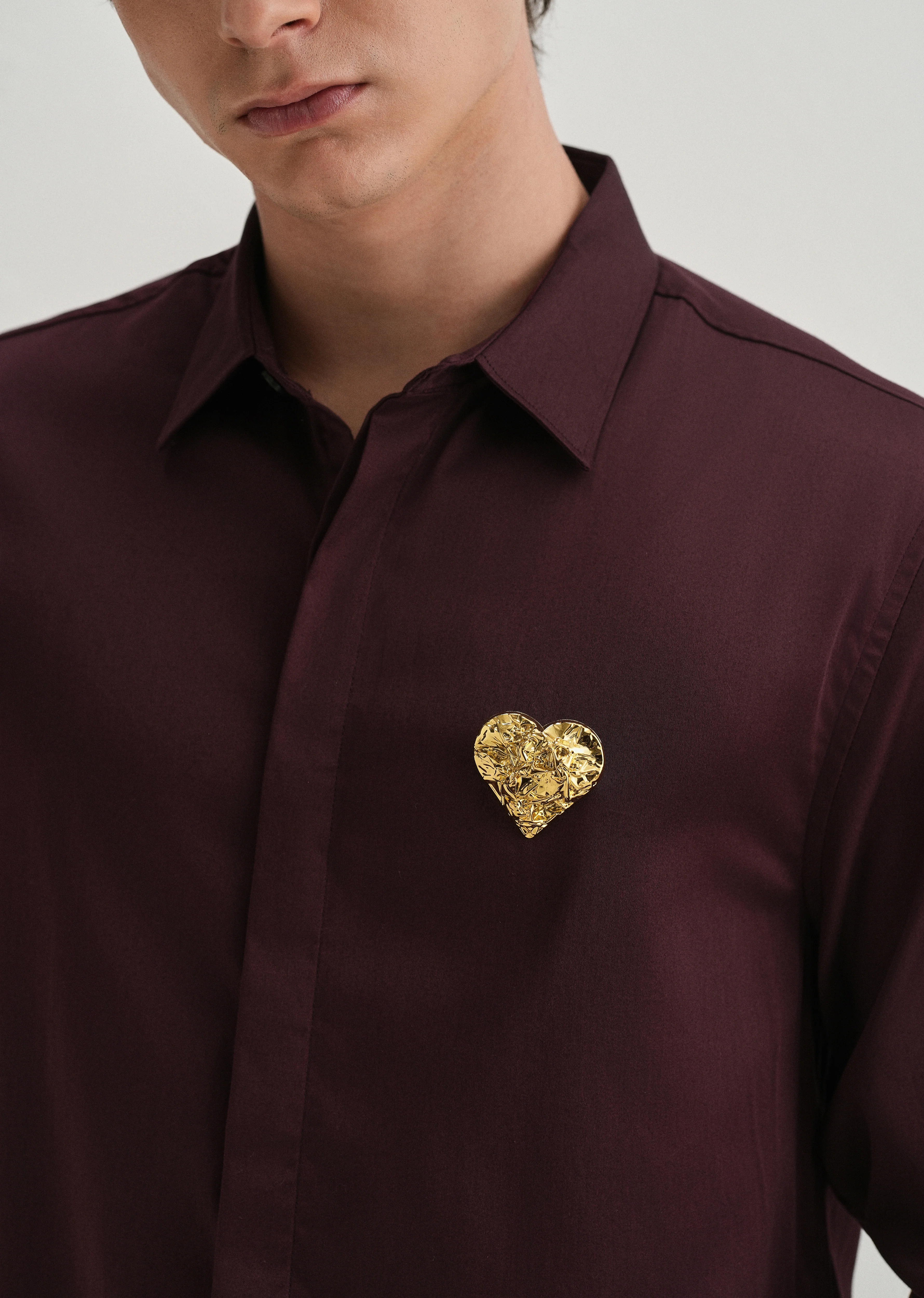 Valentine Heart Brooch Wine Designer Shirt - Image 5