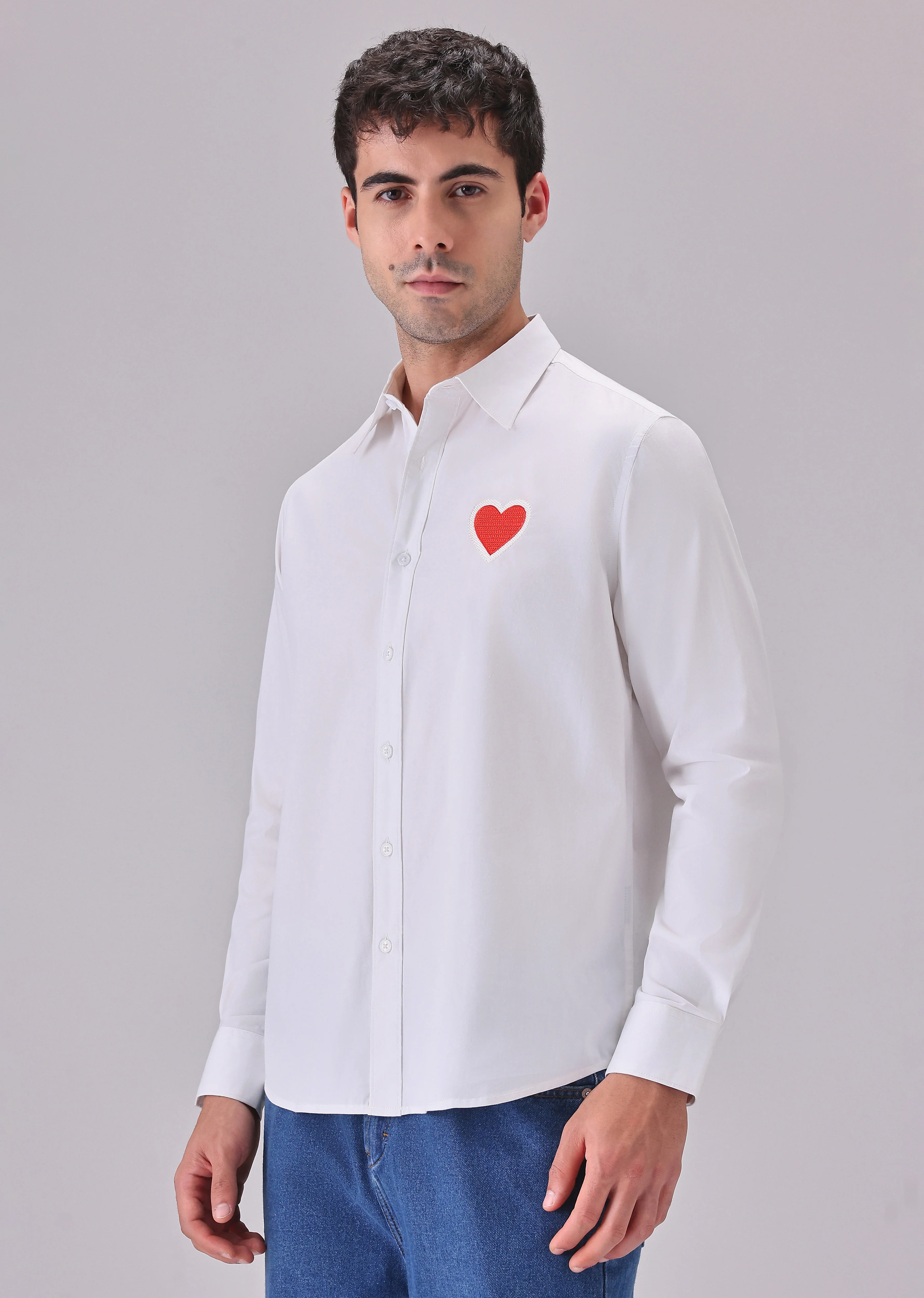 Valentine Heart White Cotton Shirt - Image 4