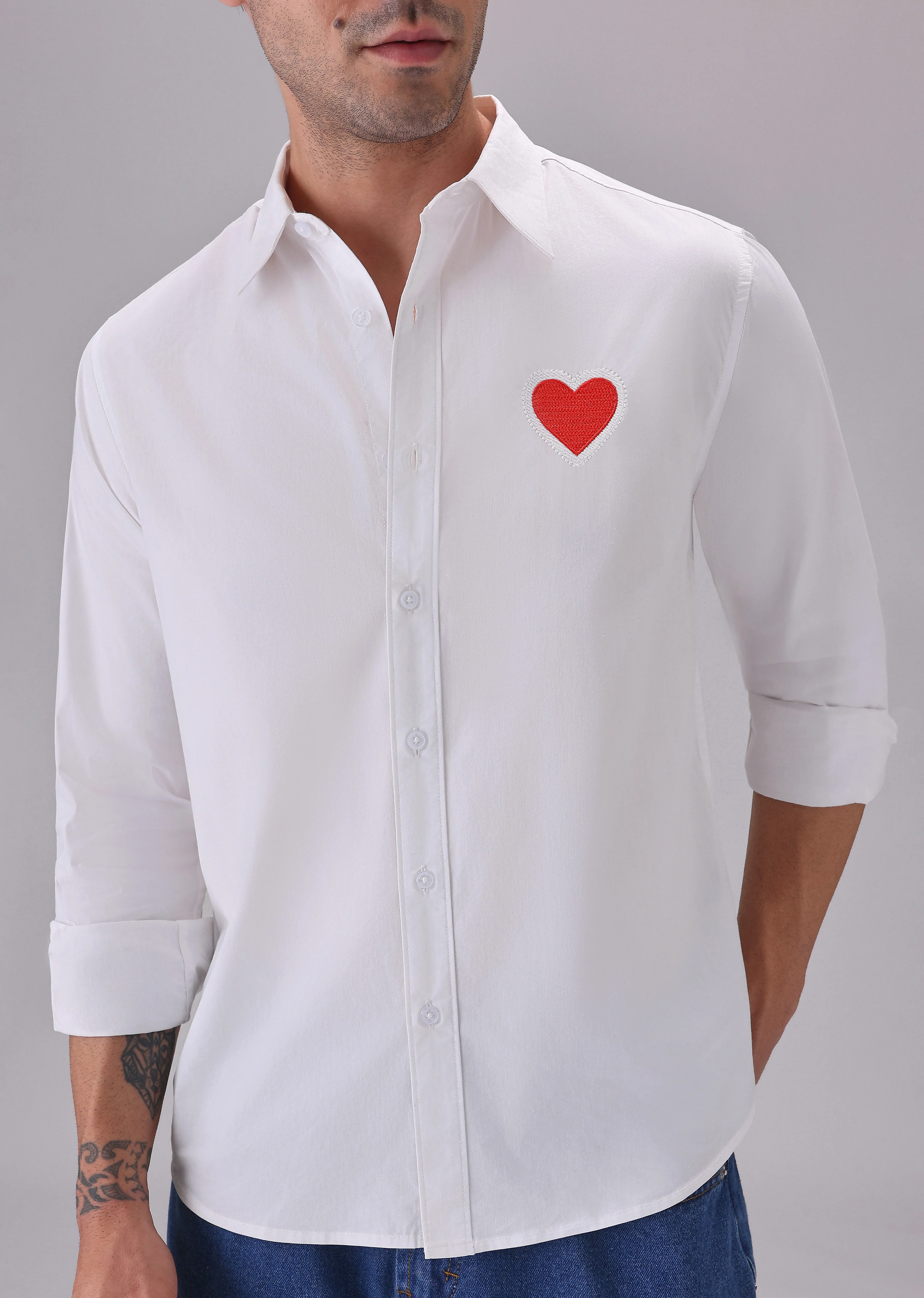 Valentine Heart White Cotton Shirt - Image 7