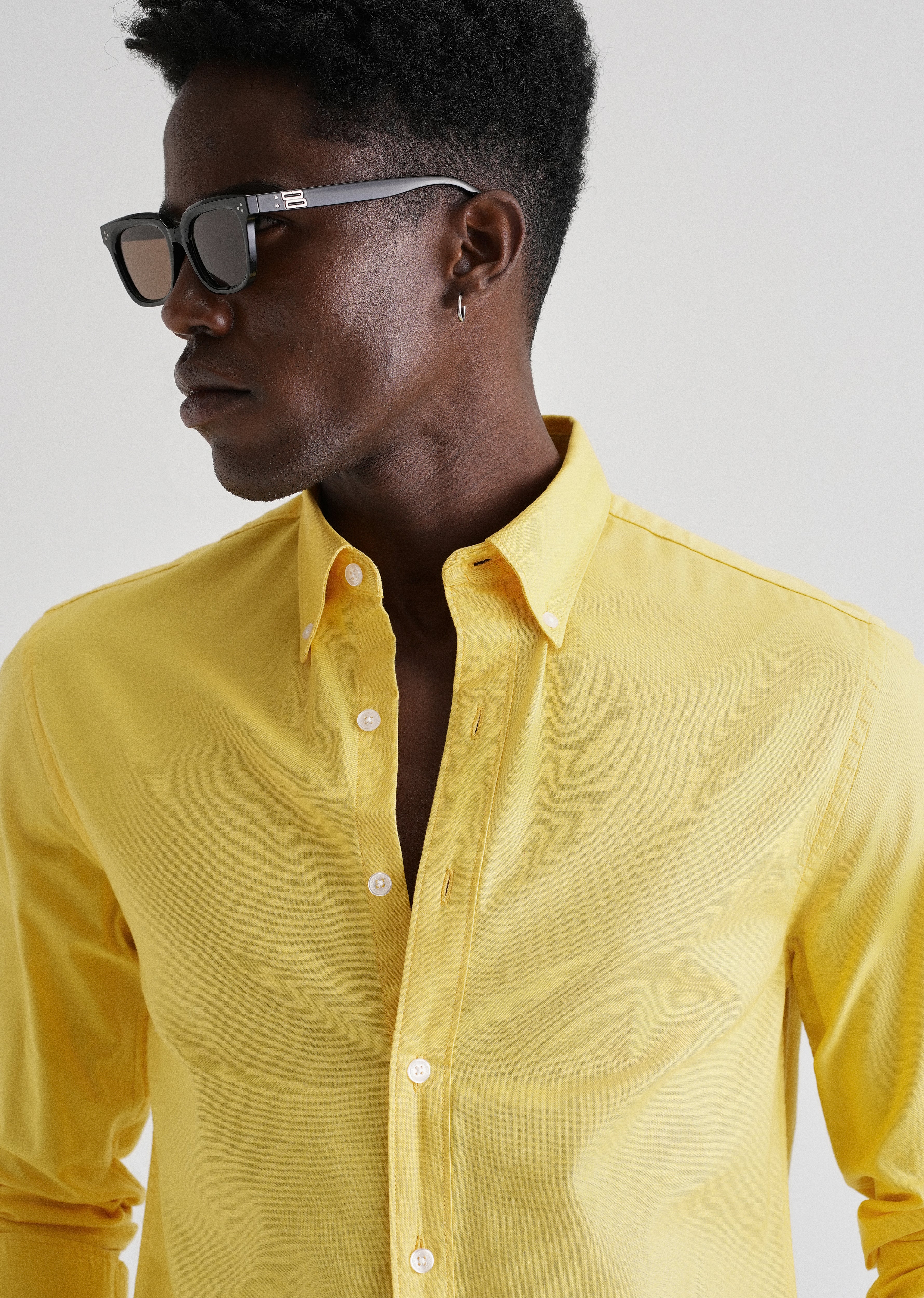 Vibrant Yellow Plain Oxford Shirt - Image 5