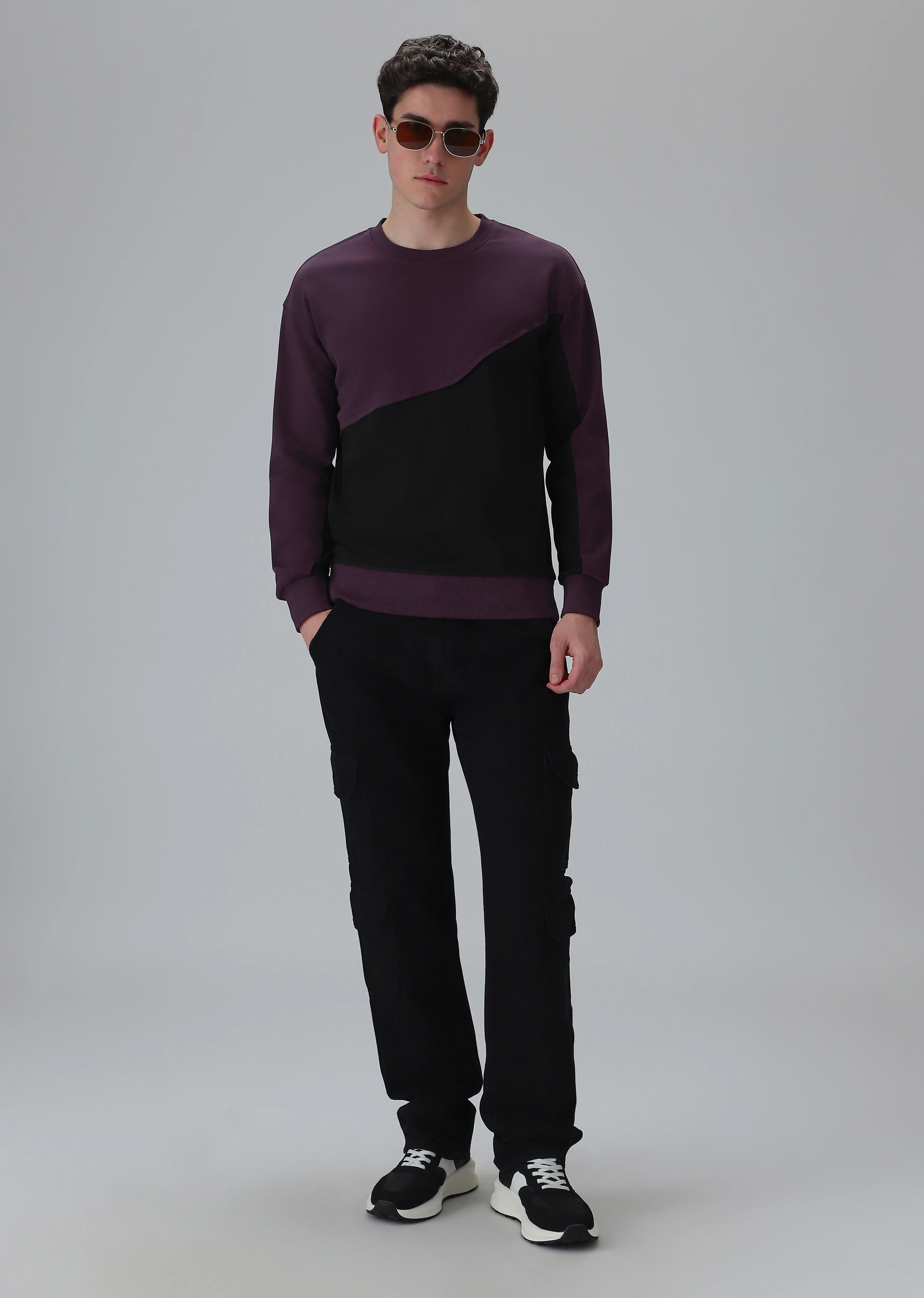 Violet Black Colorblock Sweatshirt - Image 6