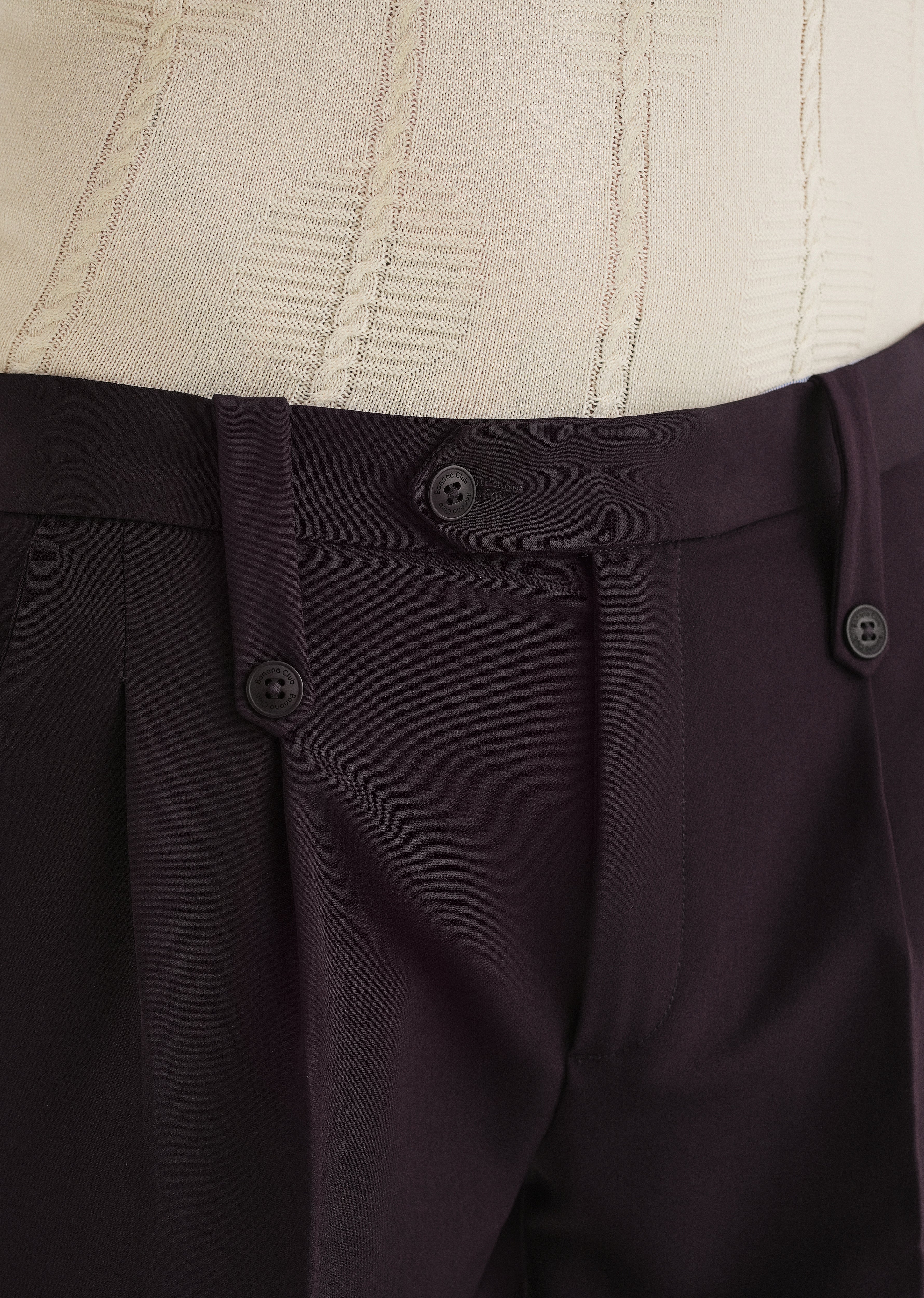 Violet Button-Tab Pleat Trouser - Image 5