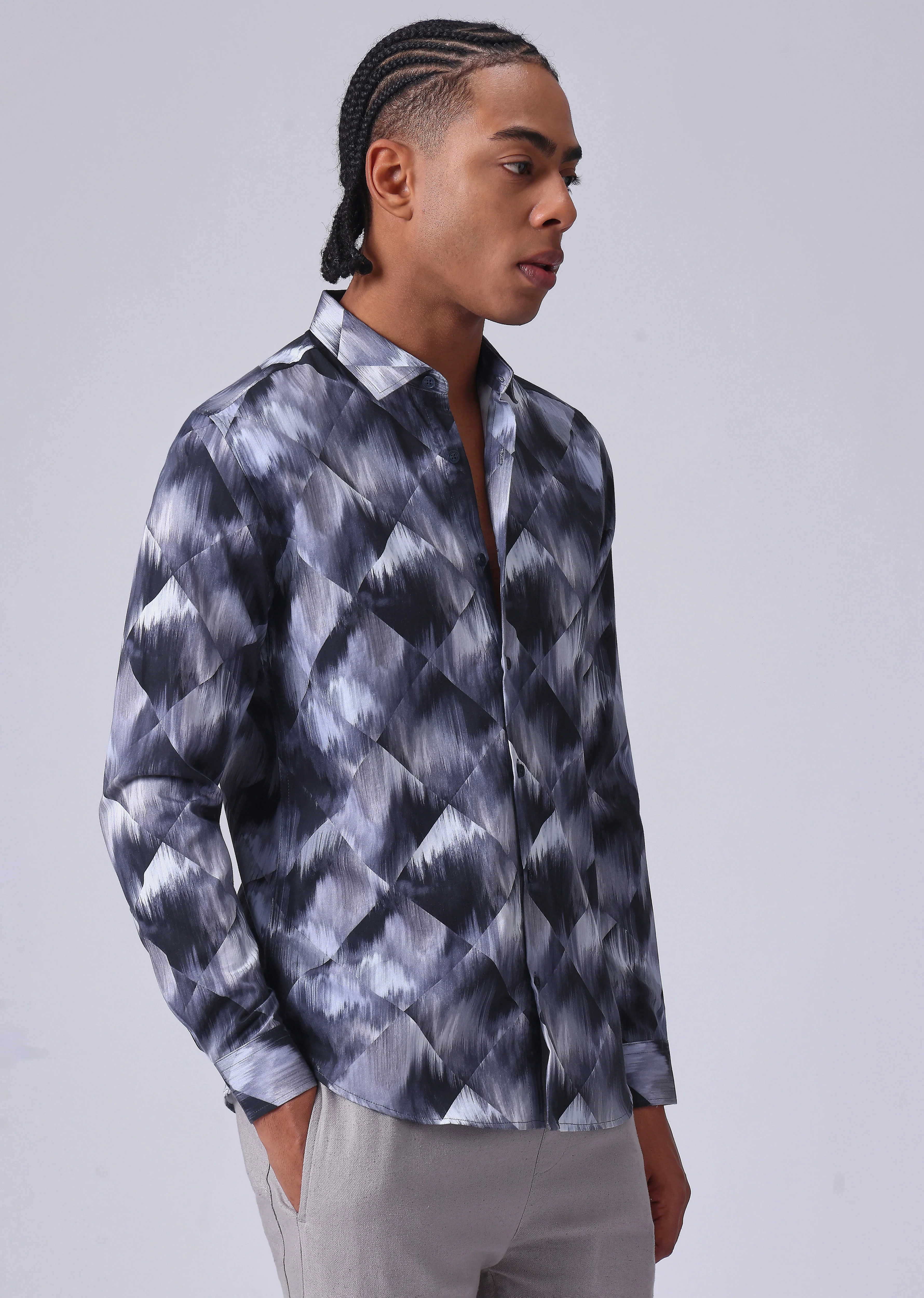 Violet Geometric Print Shirt - Image 4