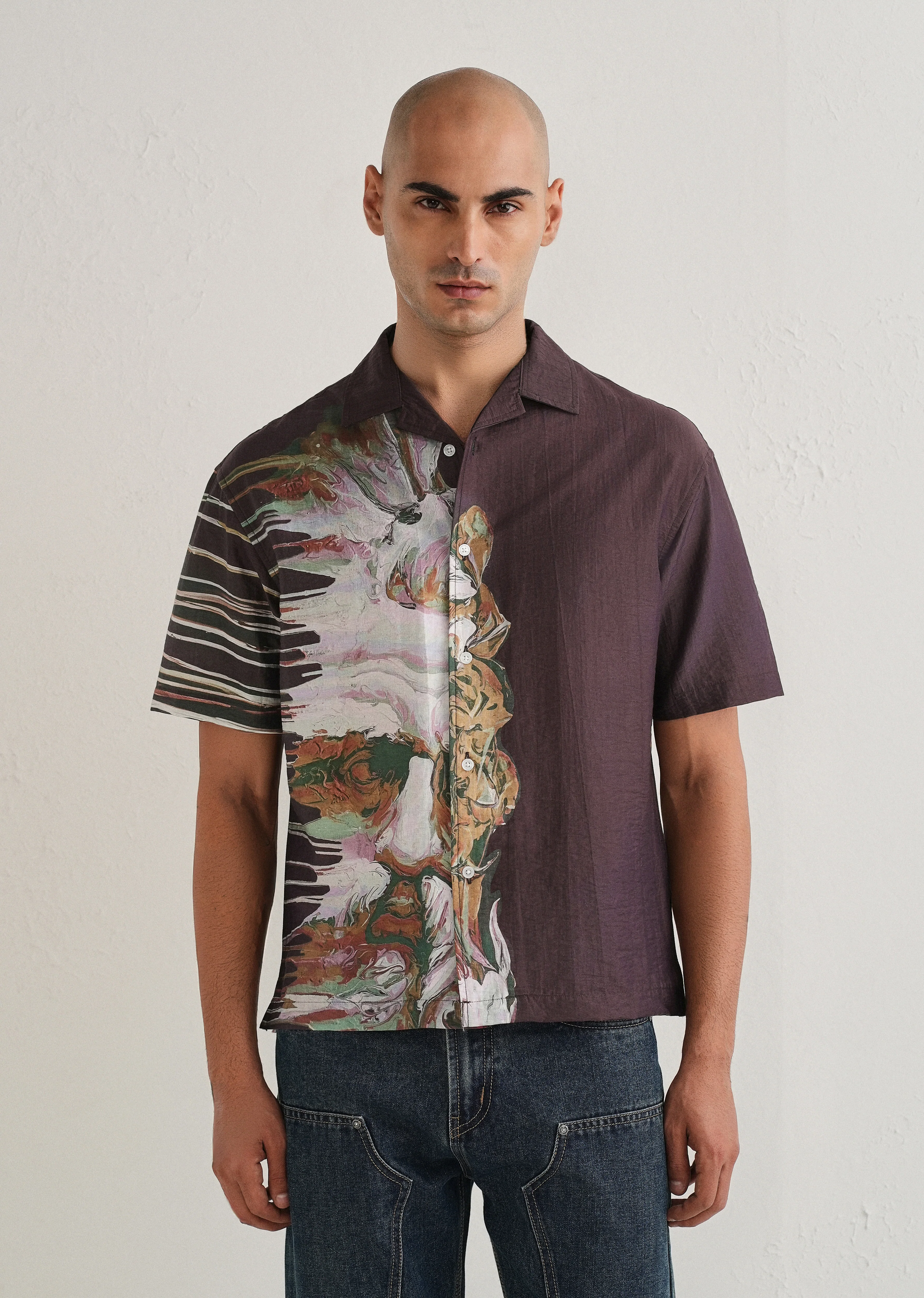 Violet Placement Print Shirt - Image 3