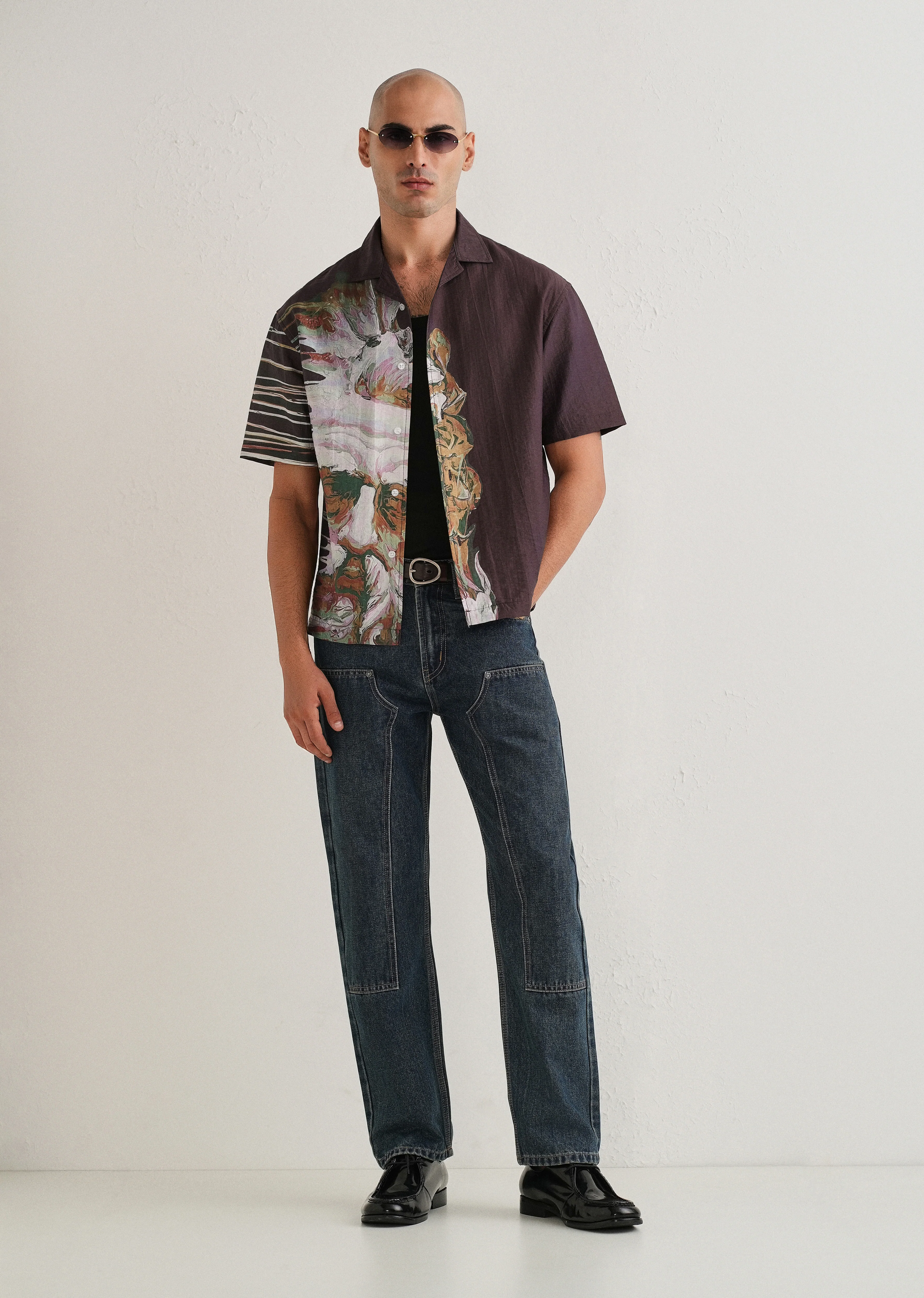 Violet Placement Print Shirt - Image 6