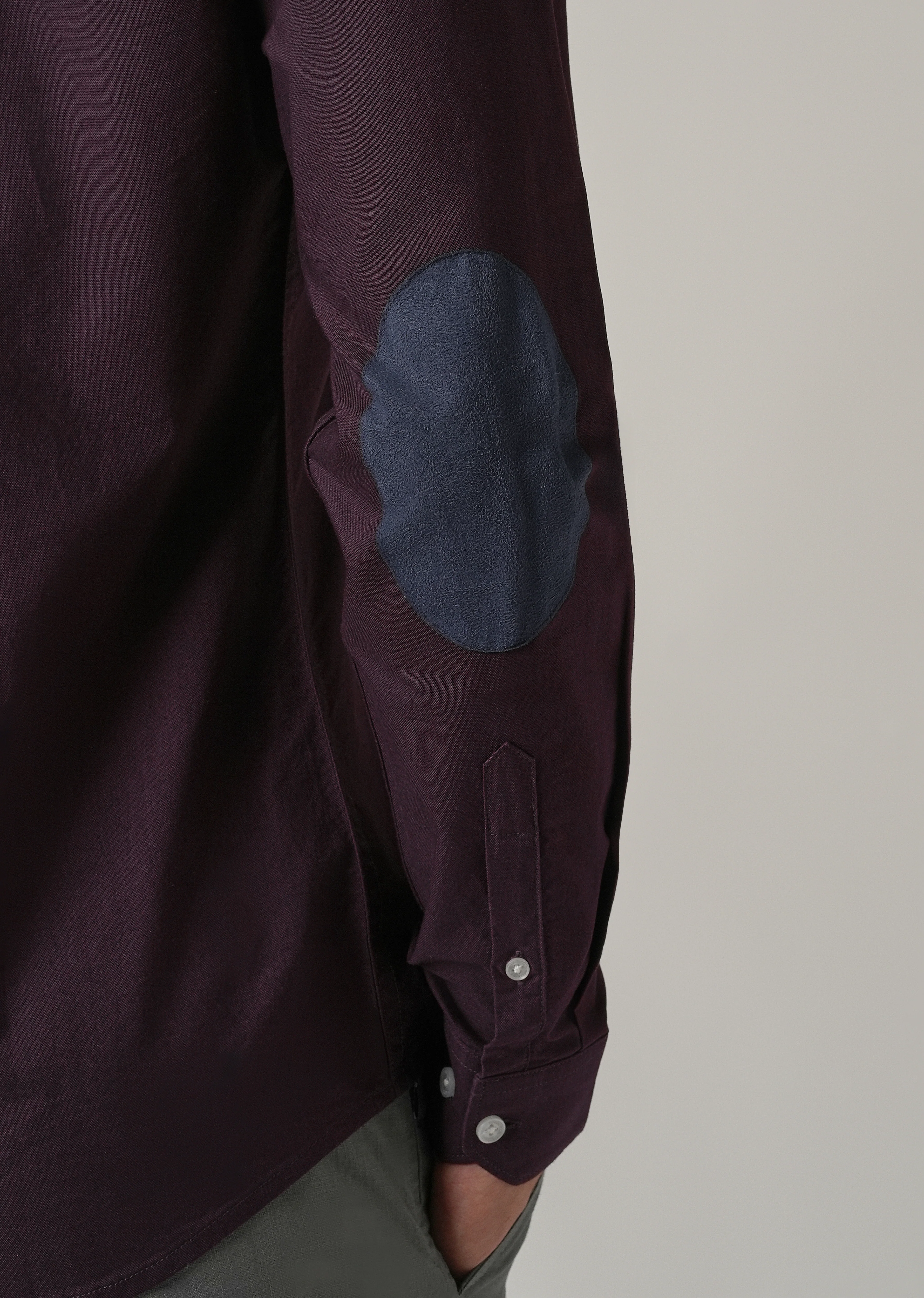 Violet Plain Elbow Patch Oxford Shirt - Image 2