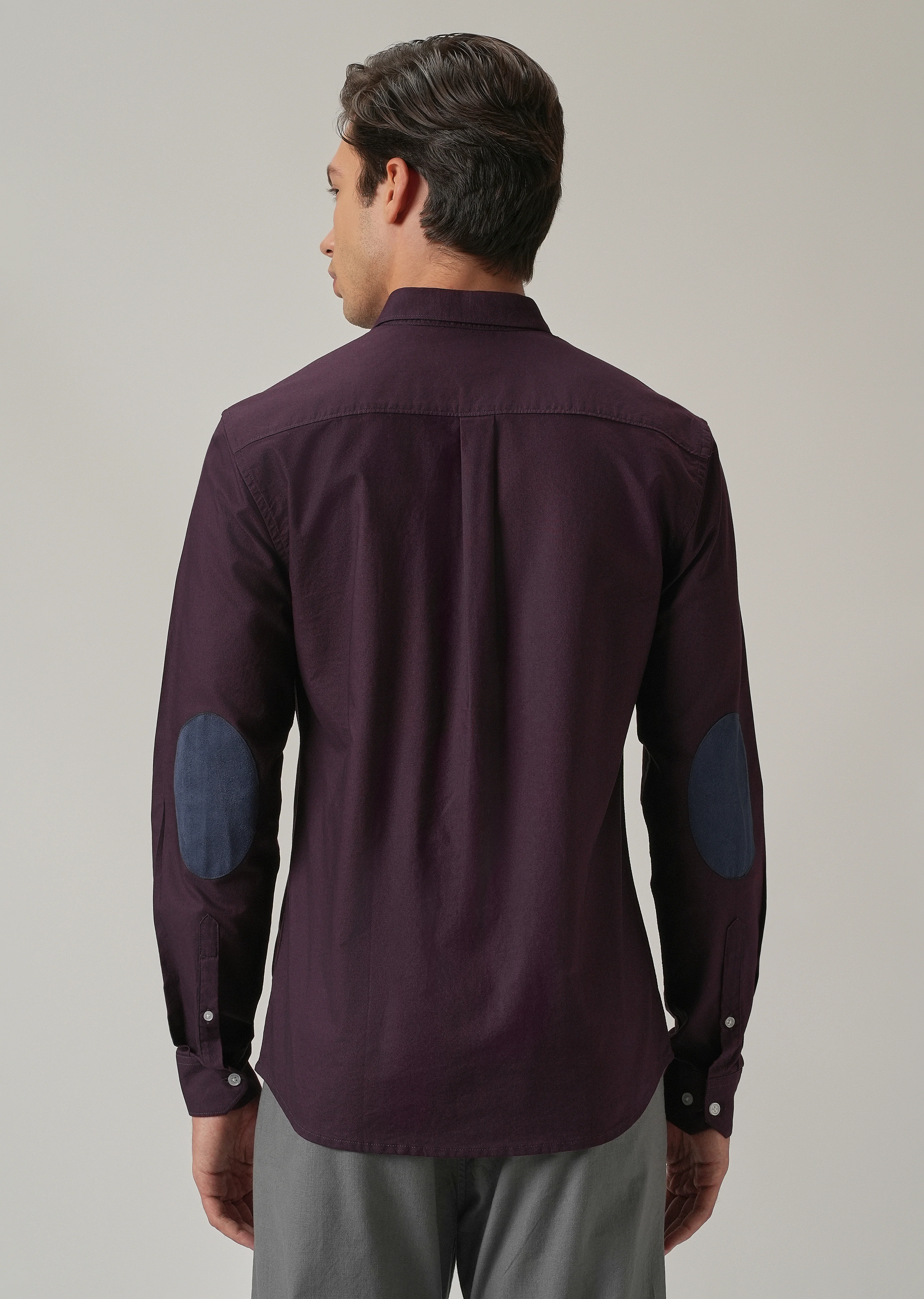 Violet Plain Elbow Patch Oxford Shirt - Image 3