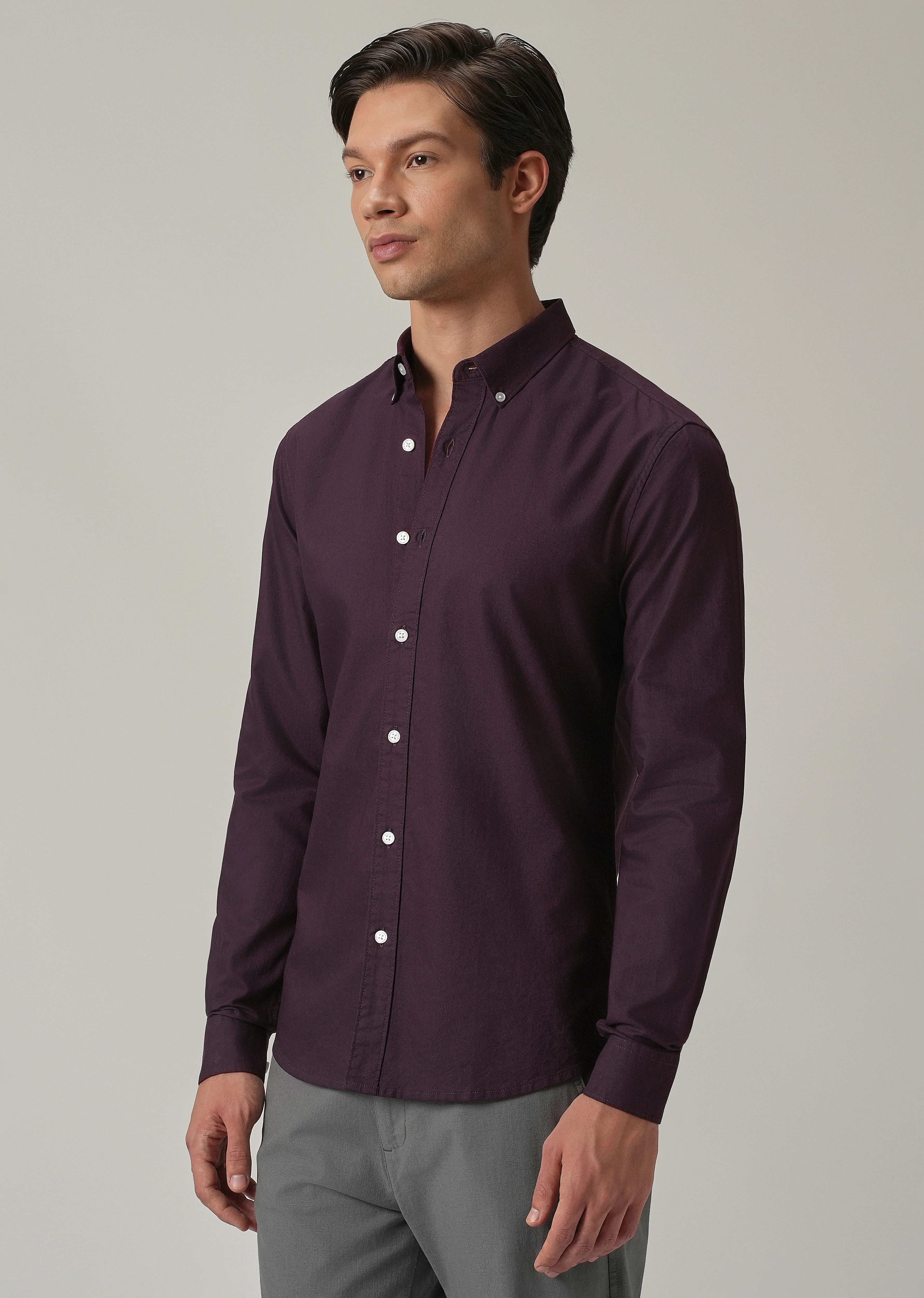 Violet Plain Elbow Patch Oxford Shirt - Image 5