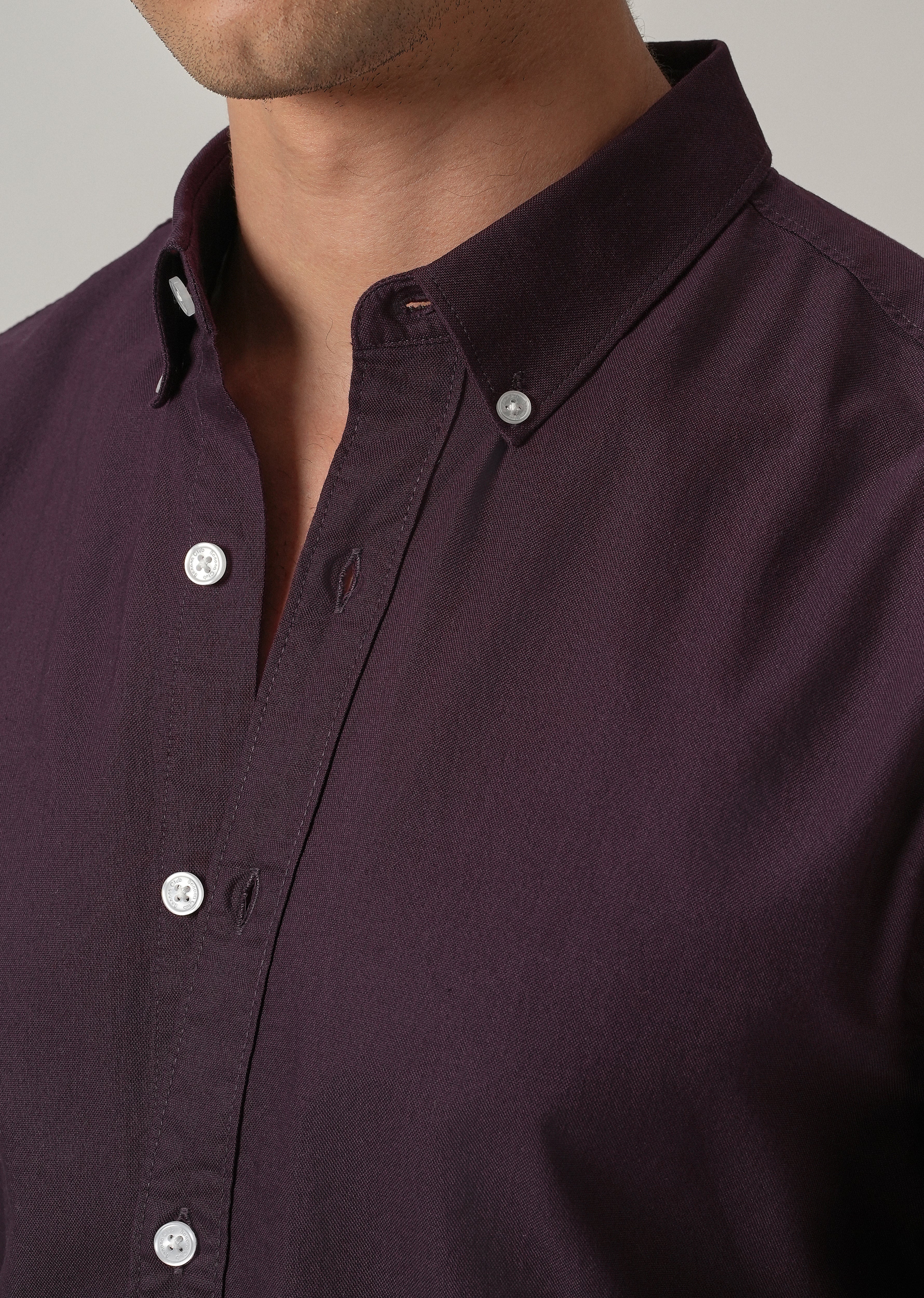 Violet Plain Elbow Patch Oxford Shirt - Image 6