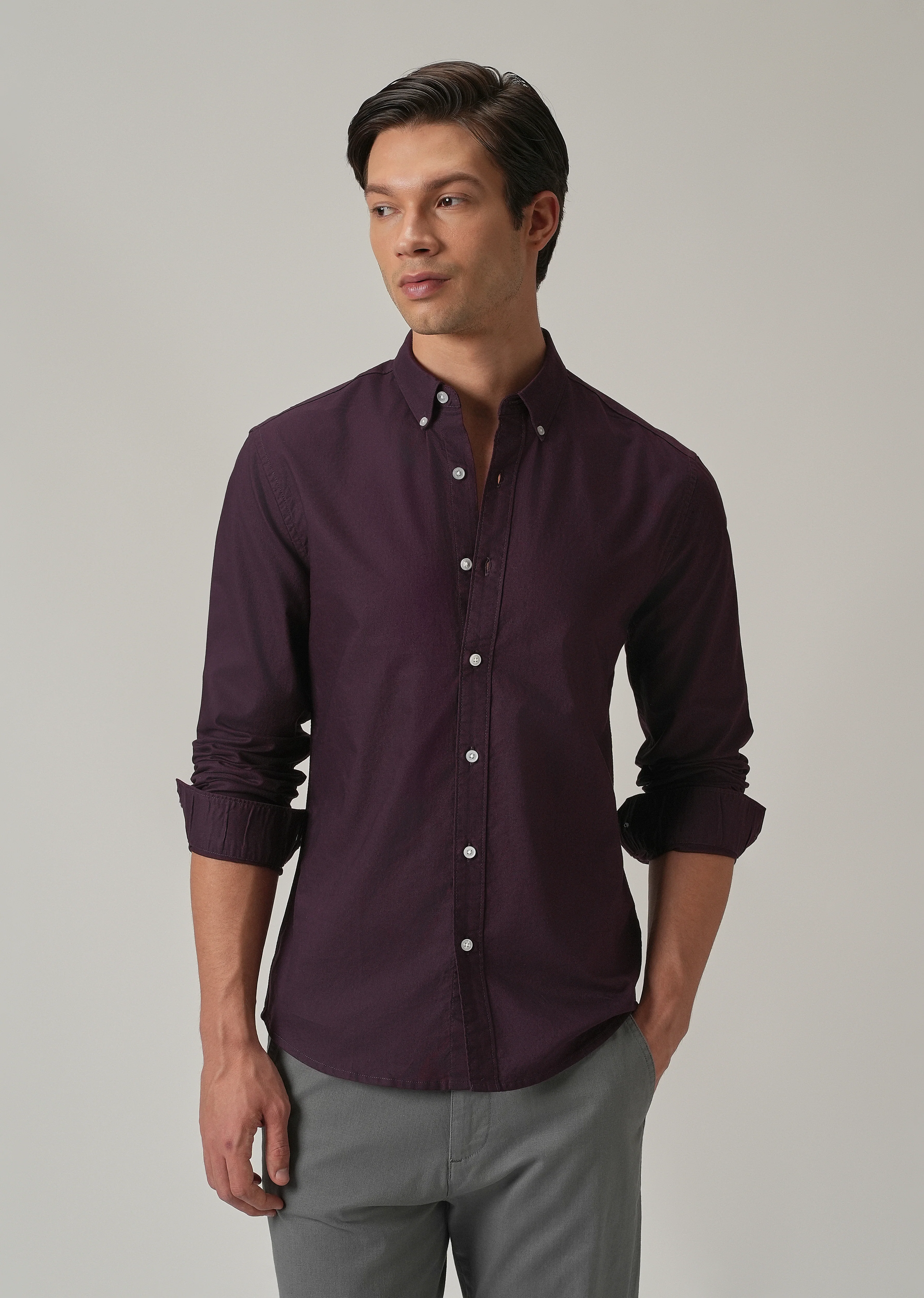 Violet Plain Elbow Patch Oxford Shirt - Image 7