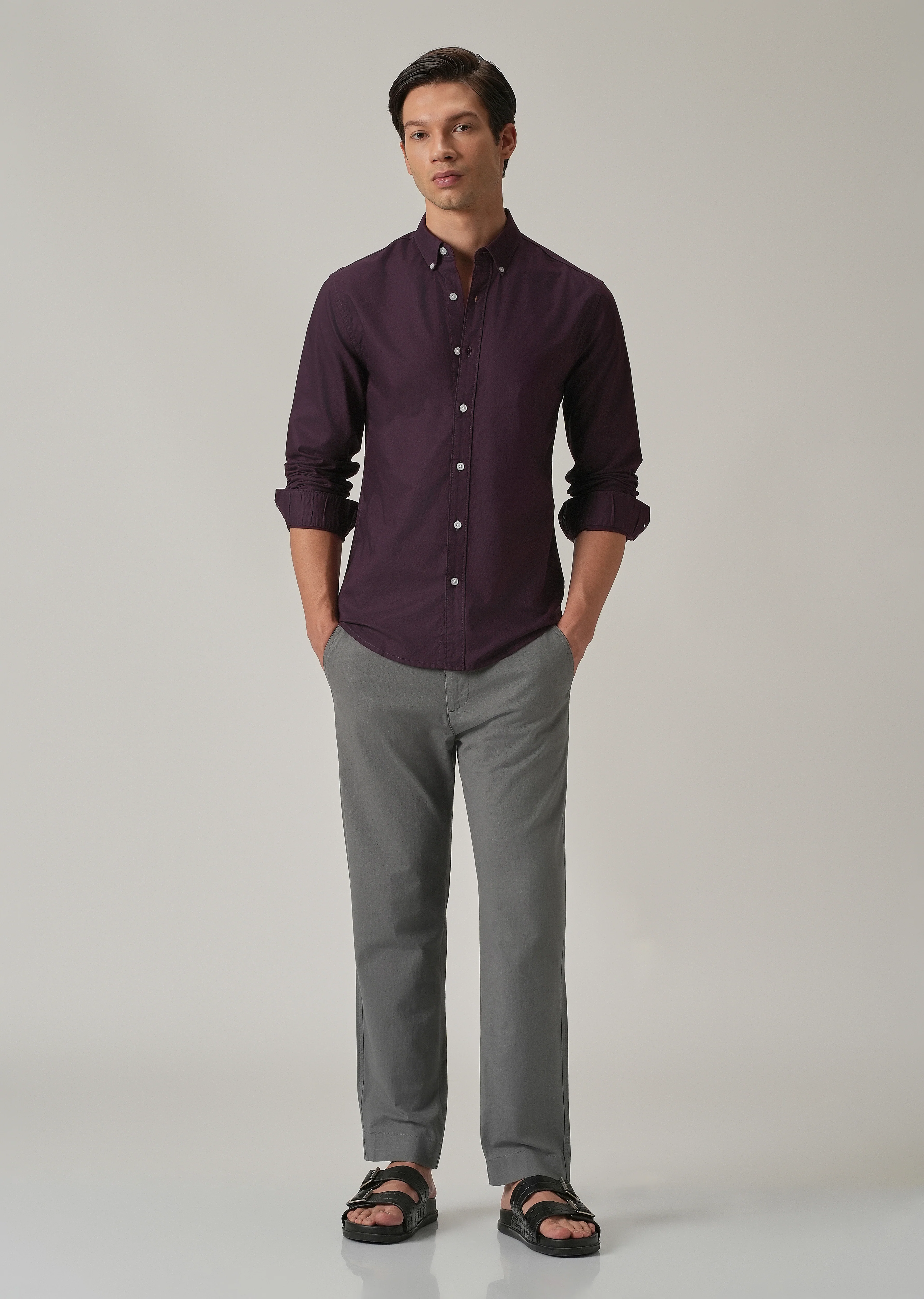 Violet Plain Elbow Patch Oxford Shirt - Image 8