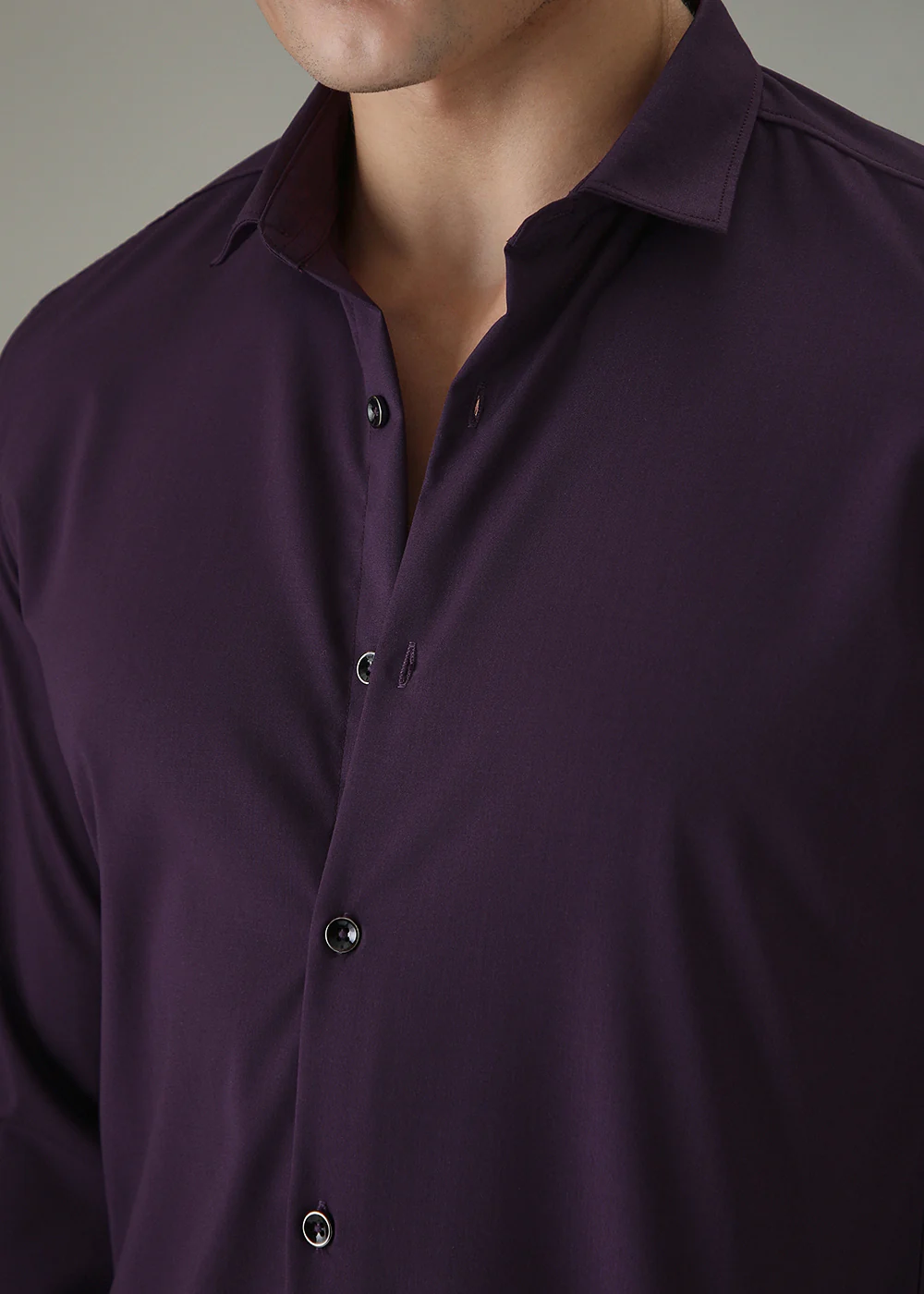 Violet Plain Wrinkle Free Shirt - Image 2