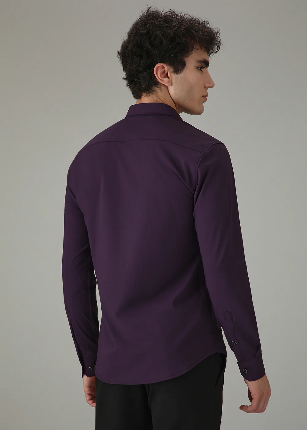 Violet Plain Wrinkle Free Shirt - Image 4