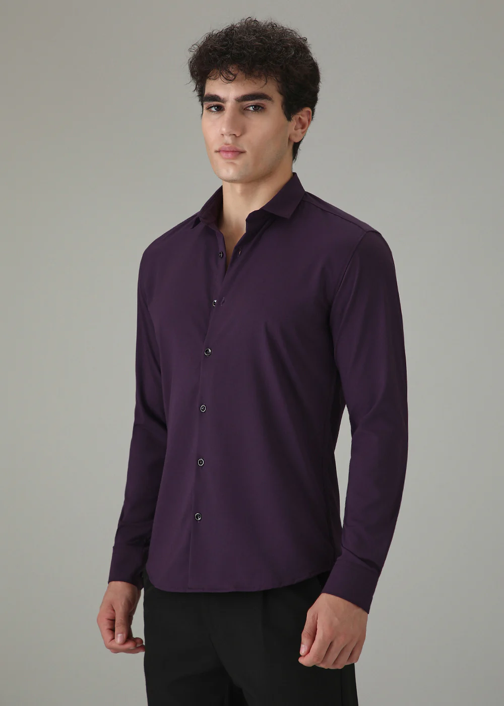 Violet Plain Wrinkle Free Shirt - Image 5