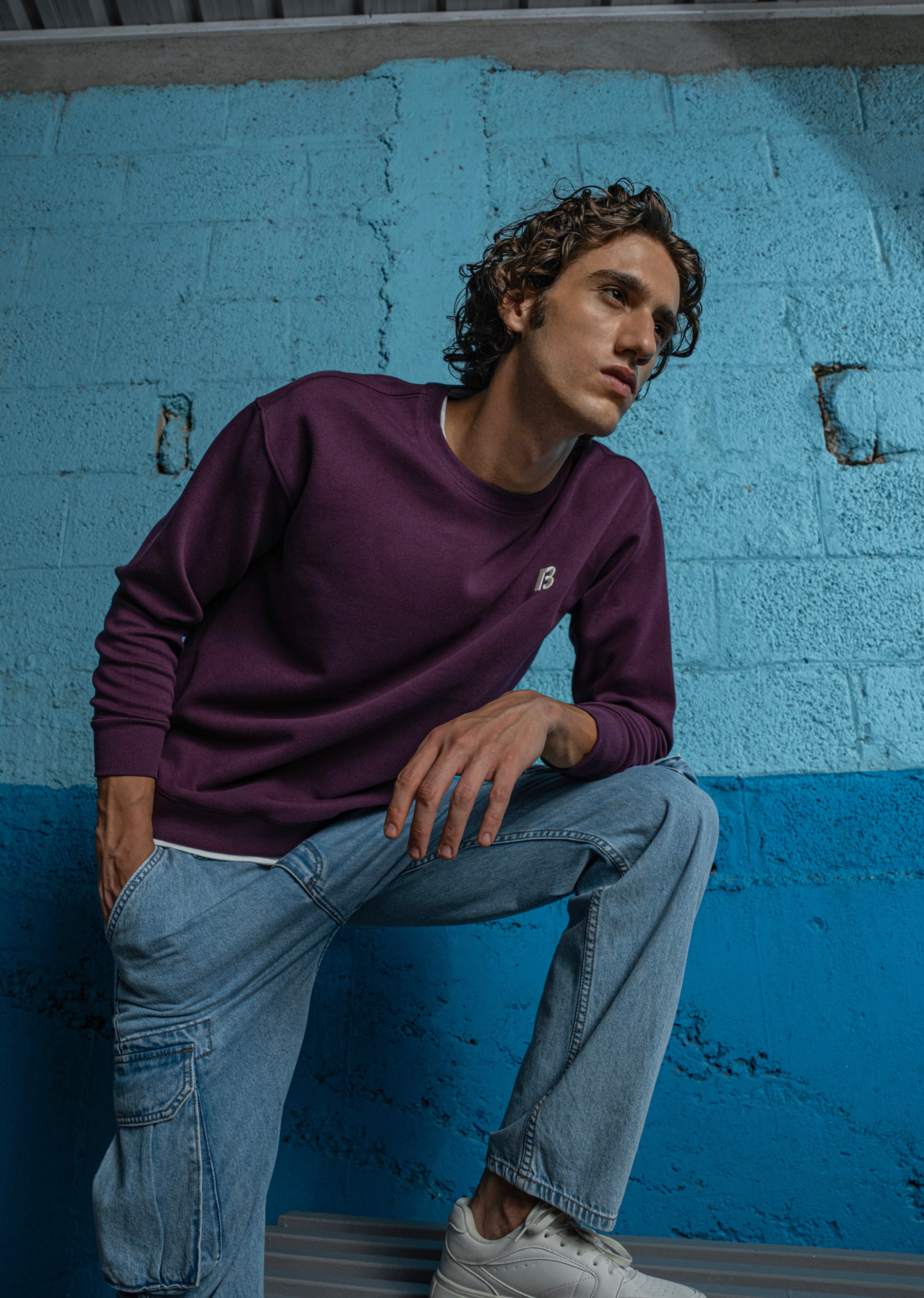 Violet White Contrast Sweatshirt - Image 2