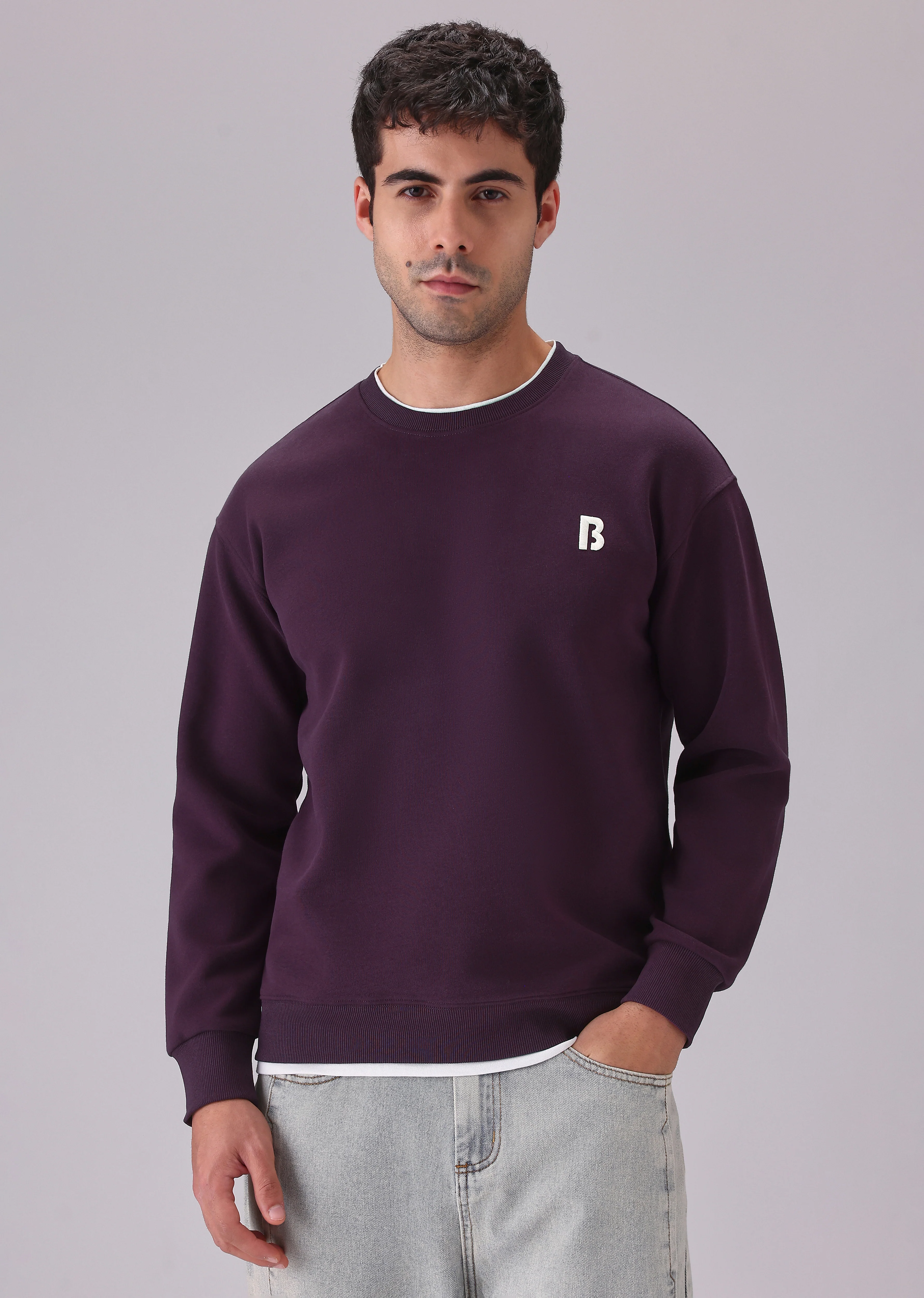 Violet White Contrast Sweatshirt - Image 4