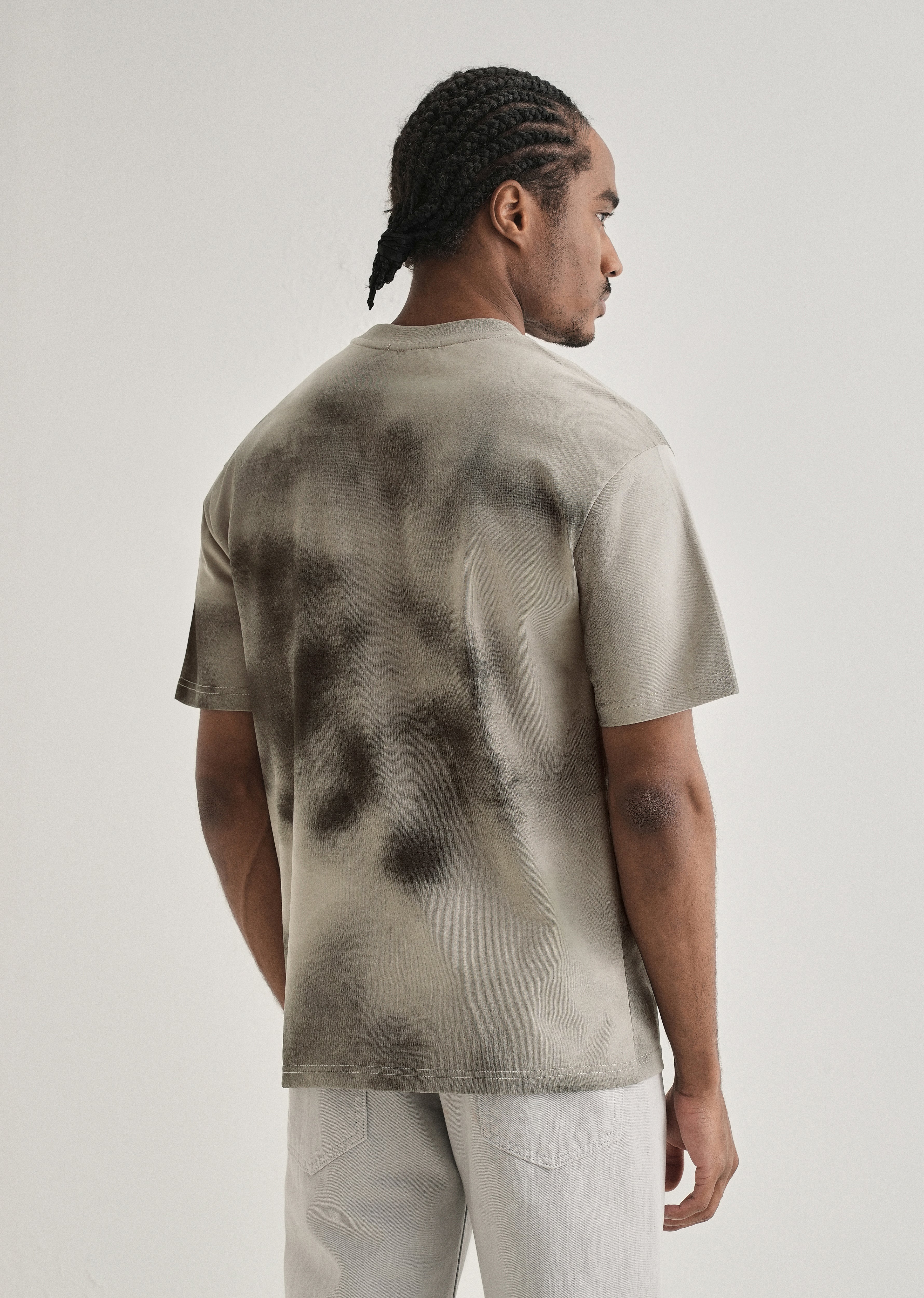 Warm Grey Smudge Wash Oversized T-shirt - Image 2