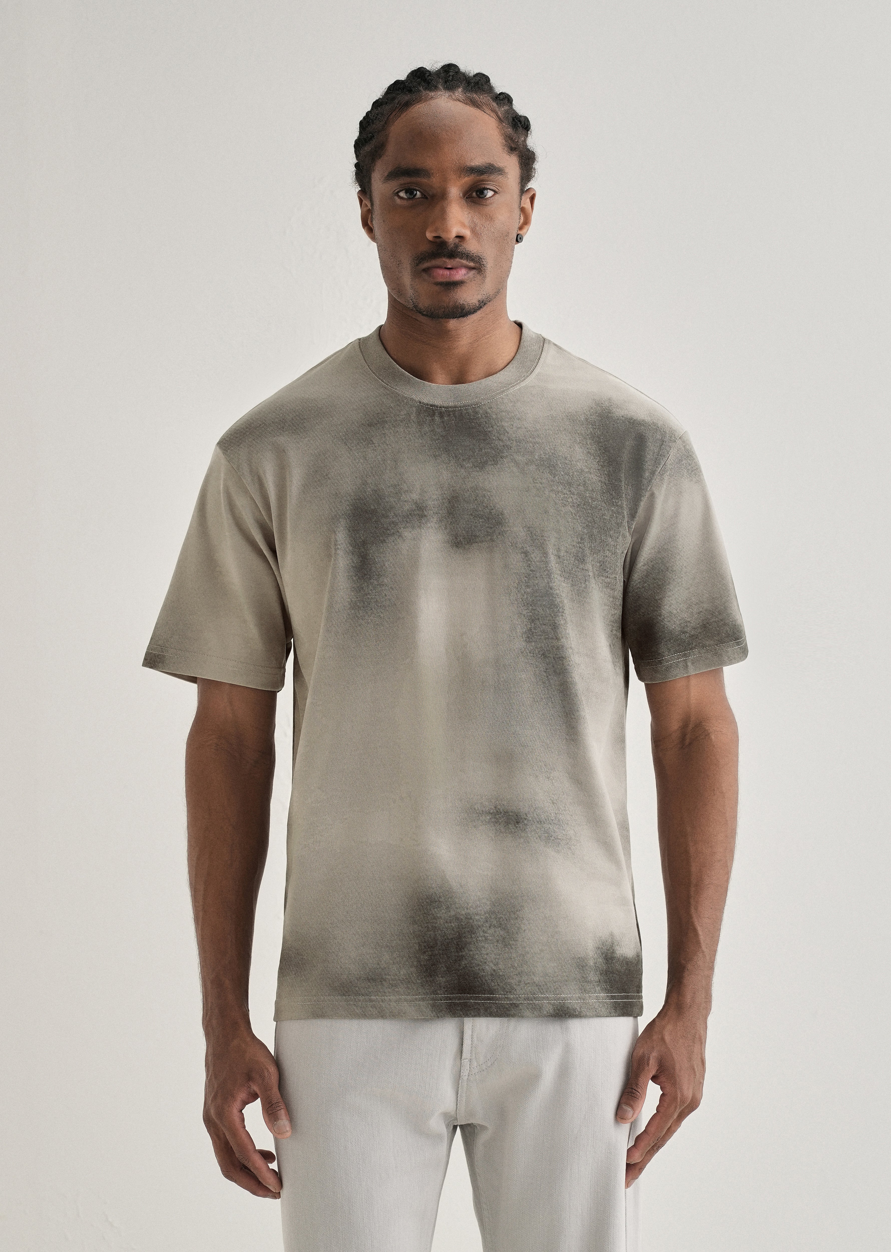 Warm Grey Smudge Wash Oversized T-shirt - Image 3