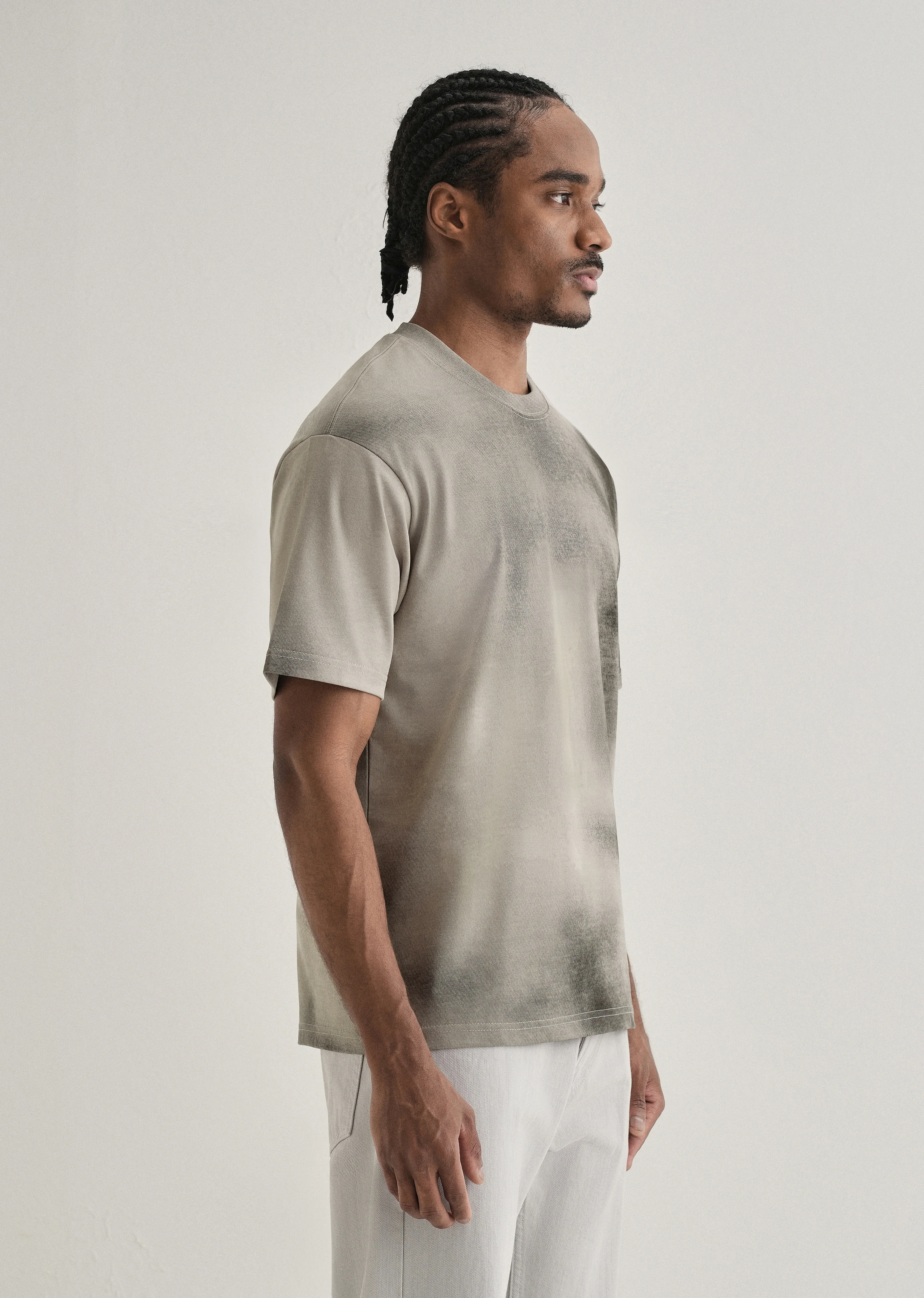 Warm Grey Smudge Wash Oversized T-shirt - Image 4