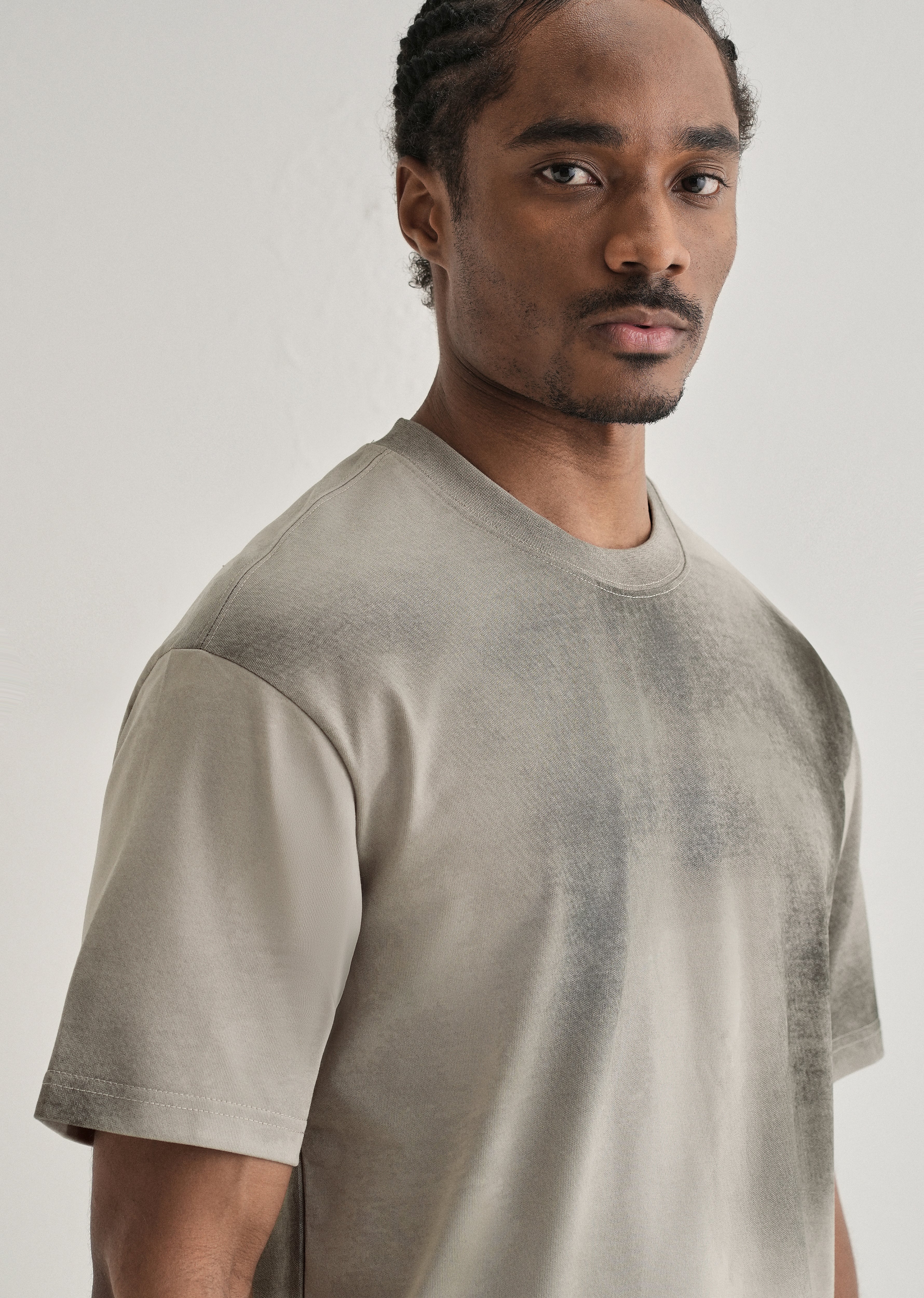 Warm Grey Smudge Wash Oversized T-shirt - Image 5
