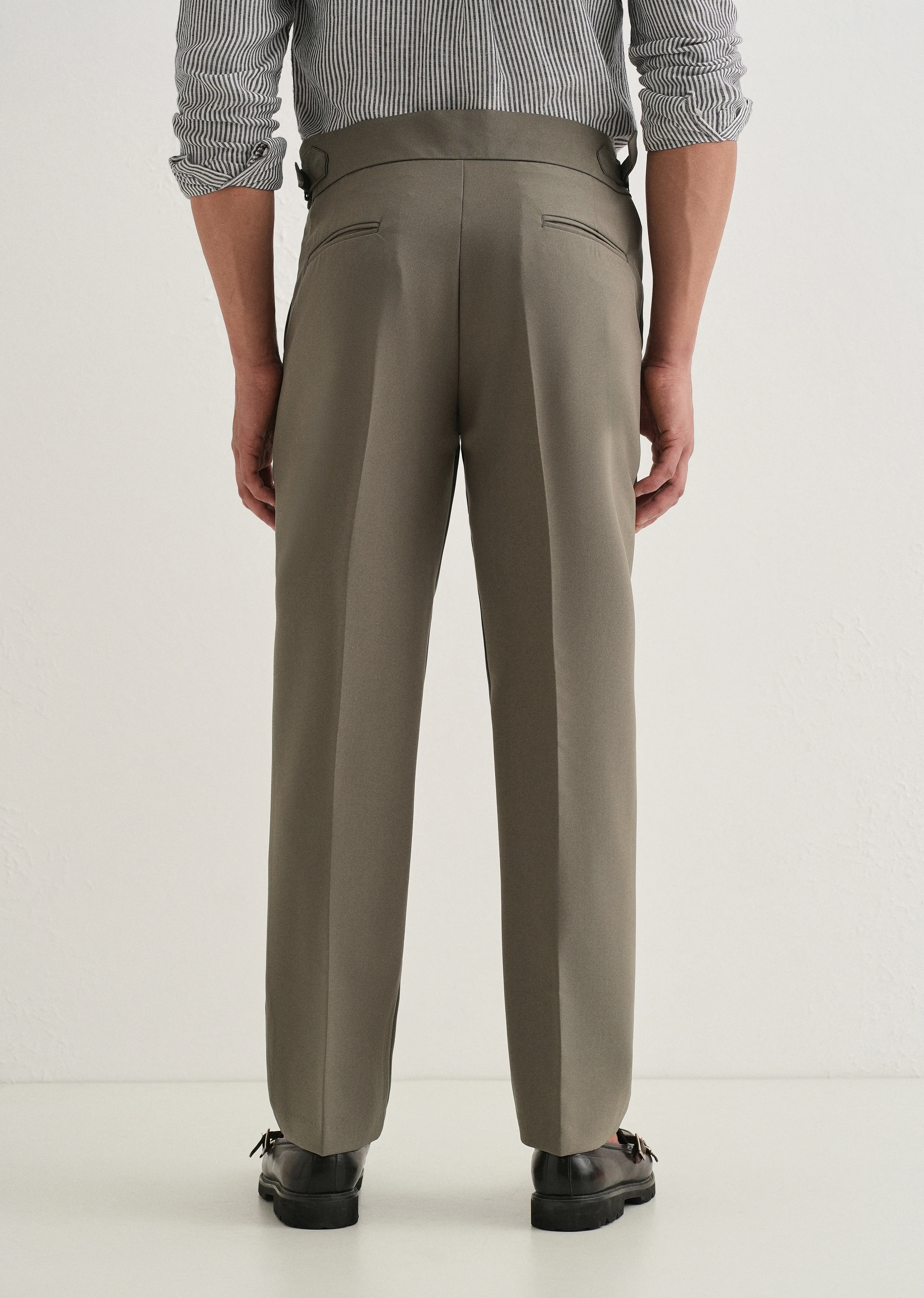 Warm Taupe Pleated Gurkha Pant - Image 3