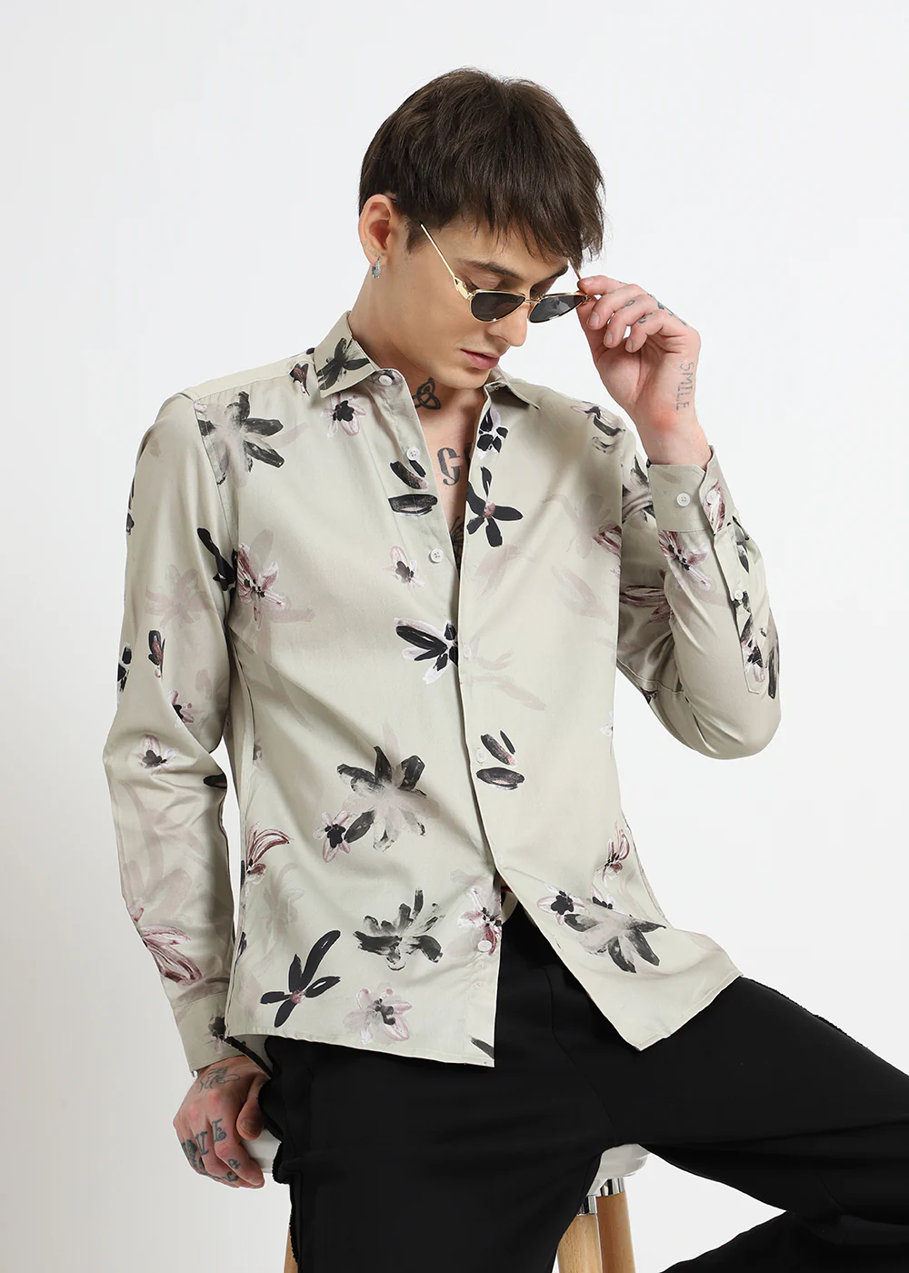 Watercolor Floral Printed Shirt - Image 7