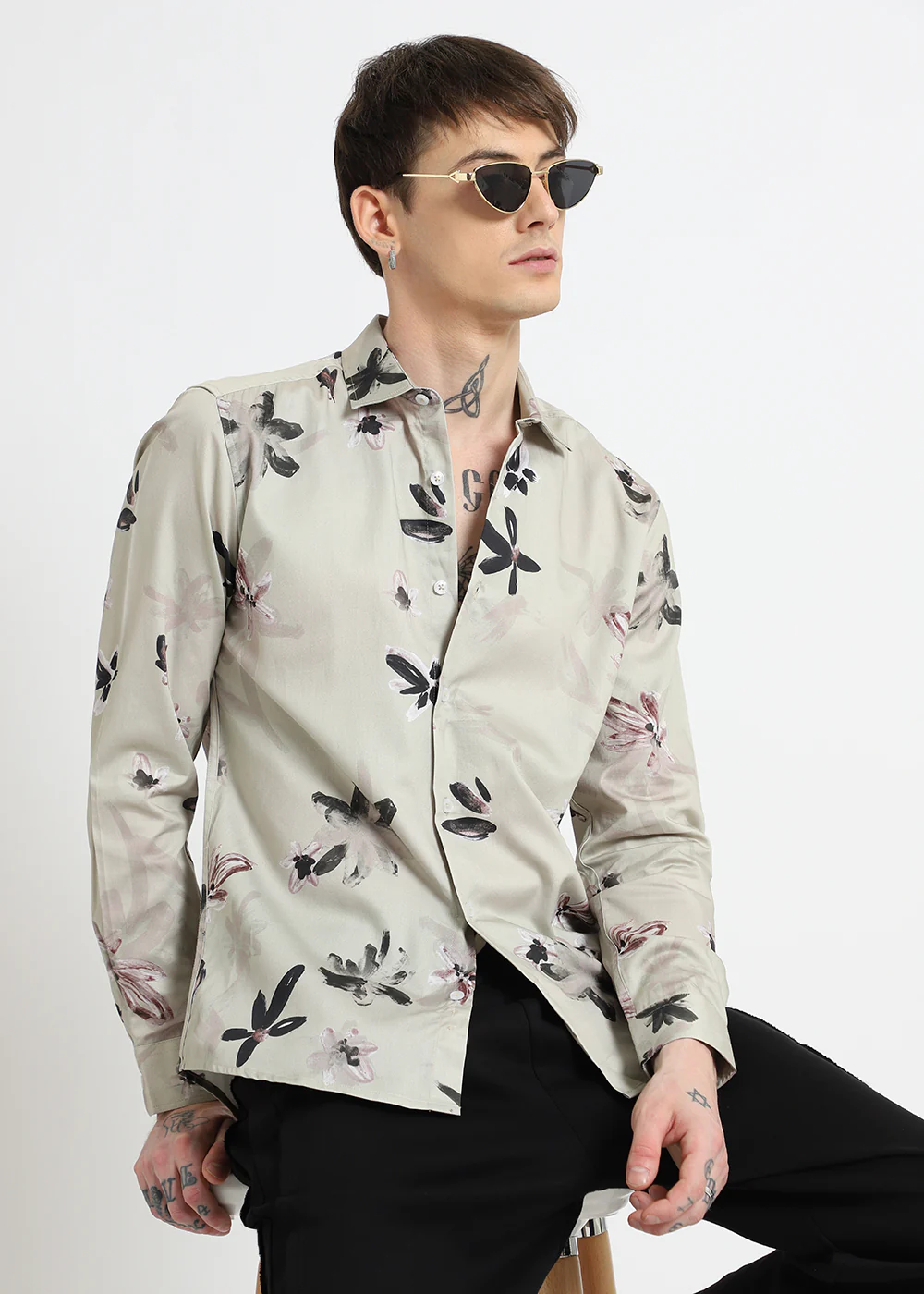 Watercolor Floral Printed Shirt - Image 8