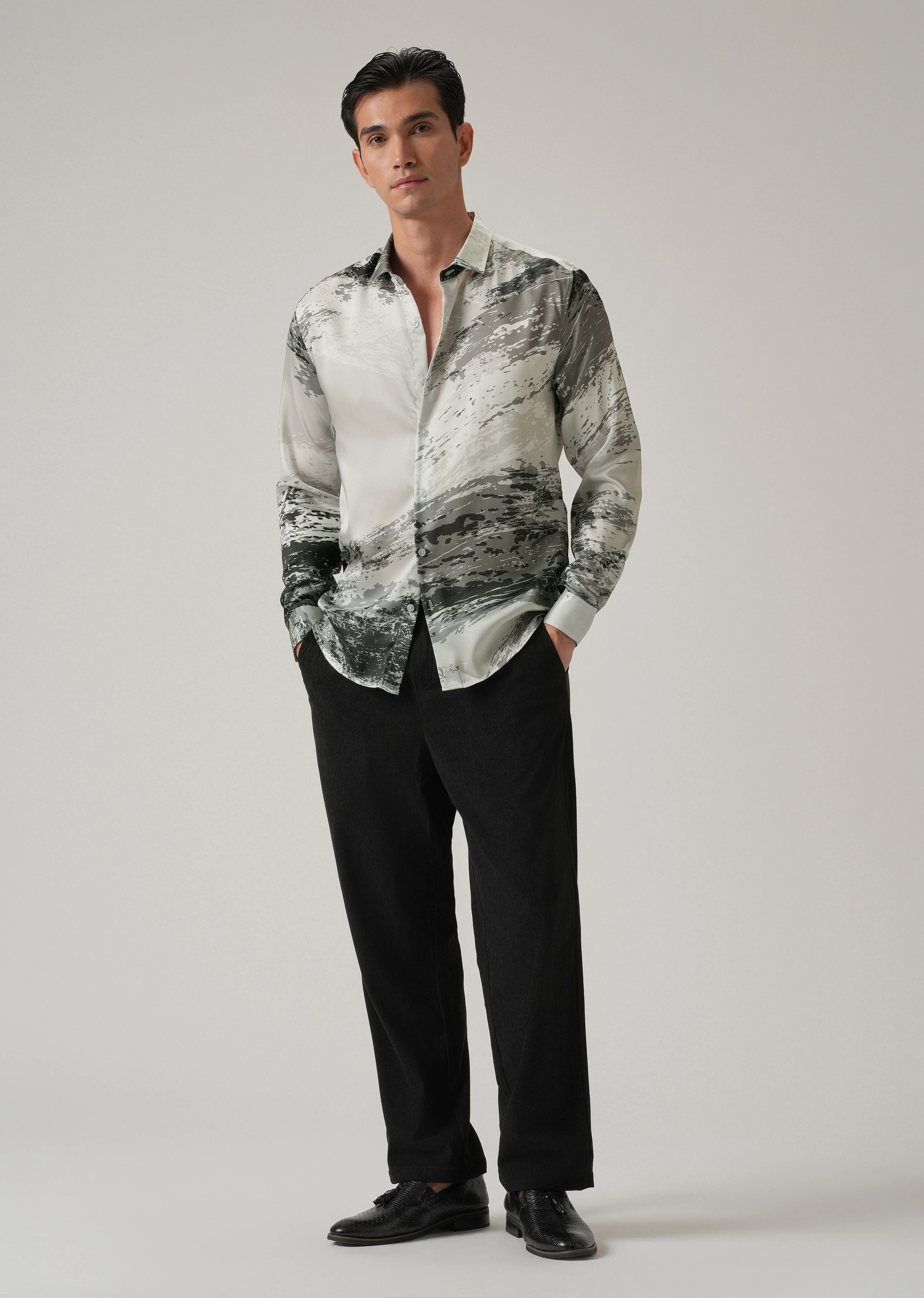 Watercolor Wash Print Shirt - Image 6